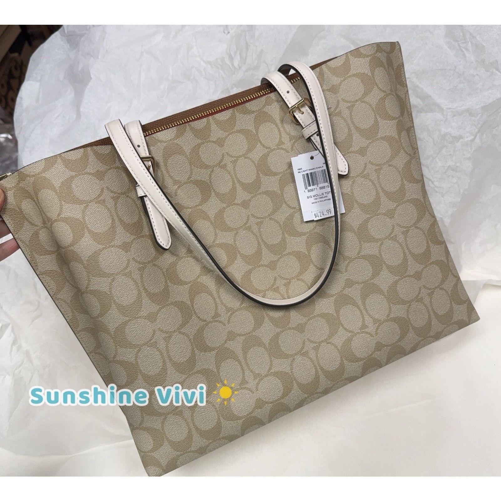 Coach NWT COACH 1665 Mollie Tote Bag Gold/Leather Light Khaki Size ONE SIZE - 8 Thumbnail