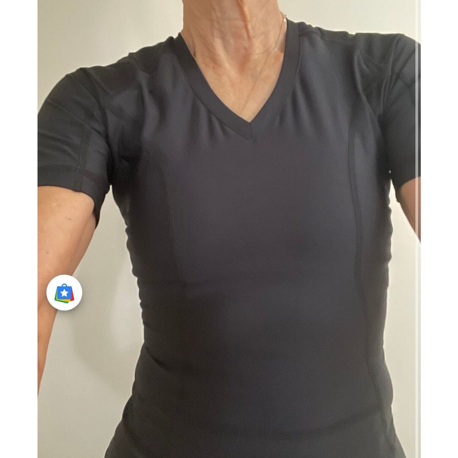 Designer Posture 360 Posturewear Black V Neck Short Sleeve Shirt M Size M / US 6-8 / IT 42-44 - 1 Thumbnail