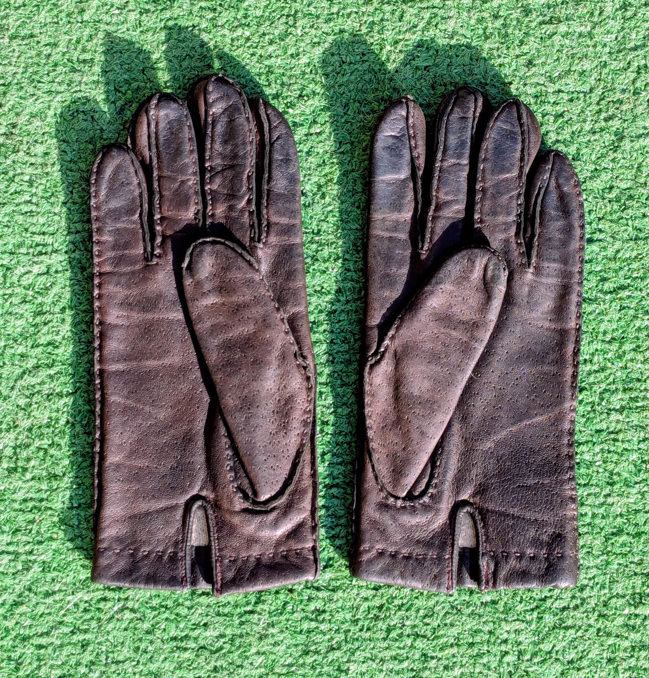 Other Vintage Leather Adult Small Lined w/Wrist Snap Gloves Pair Size ONE SIZE - 3 Thumbnail