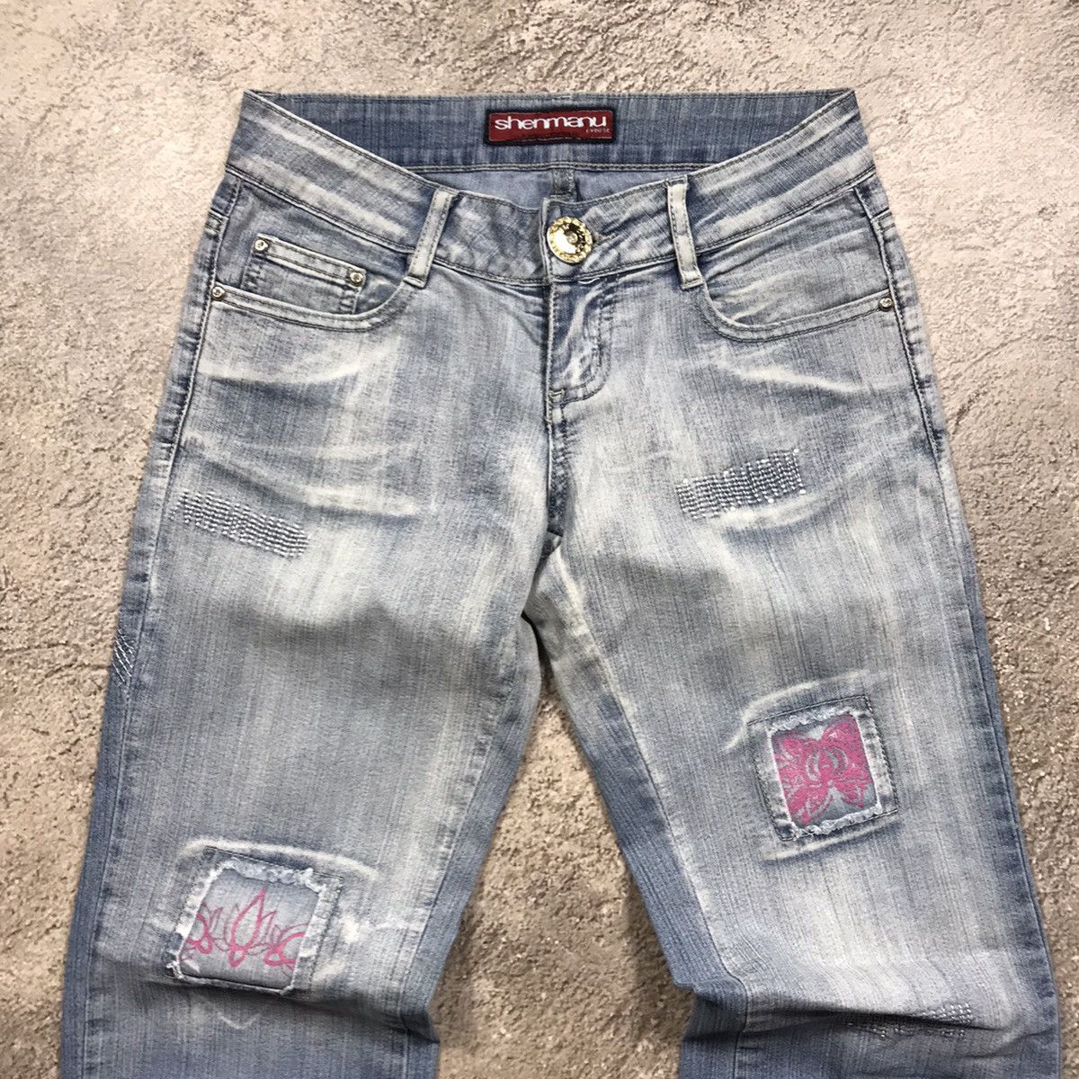Vintage Vintage 90s Distressed Baggy Wide Leg Jeans Grunge Y2K 25 Size 25" / US 0 / IT 36 - 3 Thumbnail