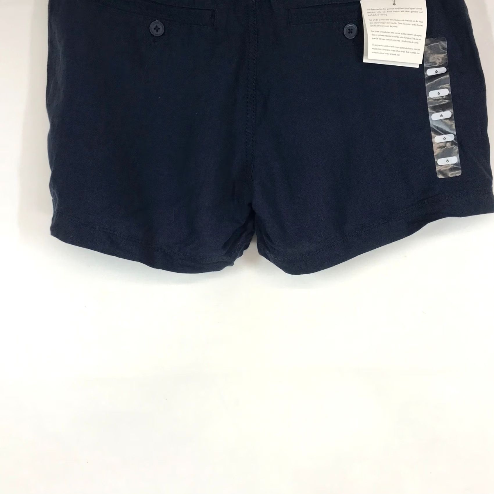 Vintage Calvin Klein Jeans Shorts Womens Linen Blend Navy Blue 6 Casual Lightweight Pockets Button Front Back Belt Loop Subtle Details Vintage: No Size 28" / US 6 / IT 42 - 6 Thumbnail