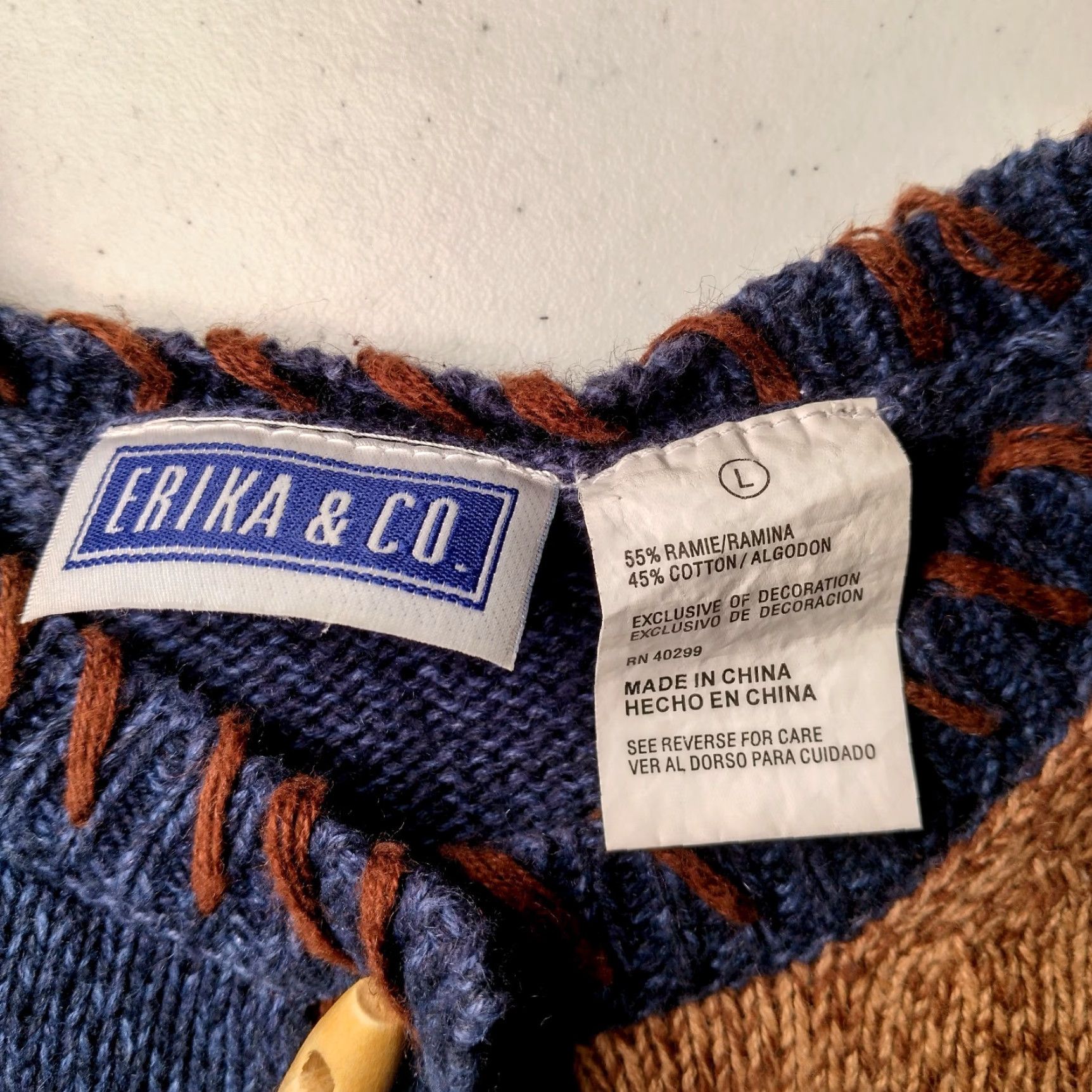 CO VINTAGE Unbranded Cardigan Sweater Women Large Patchwork Blue Brown Fall Leaves Casual Size L / US 10 / IT 46 - 4 Thumbnail