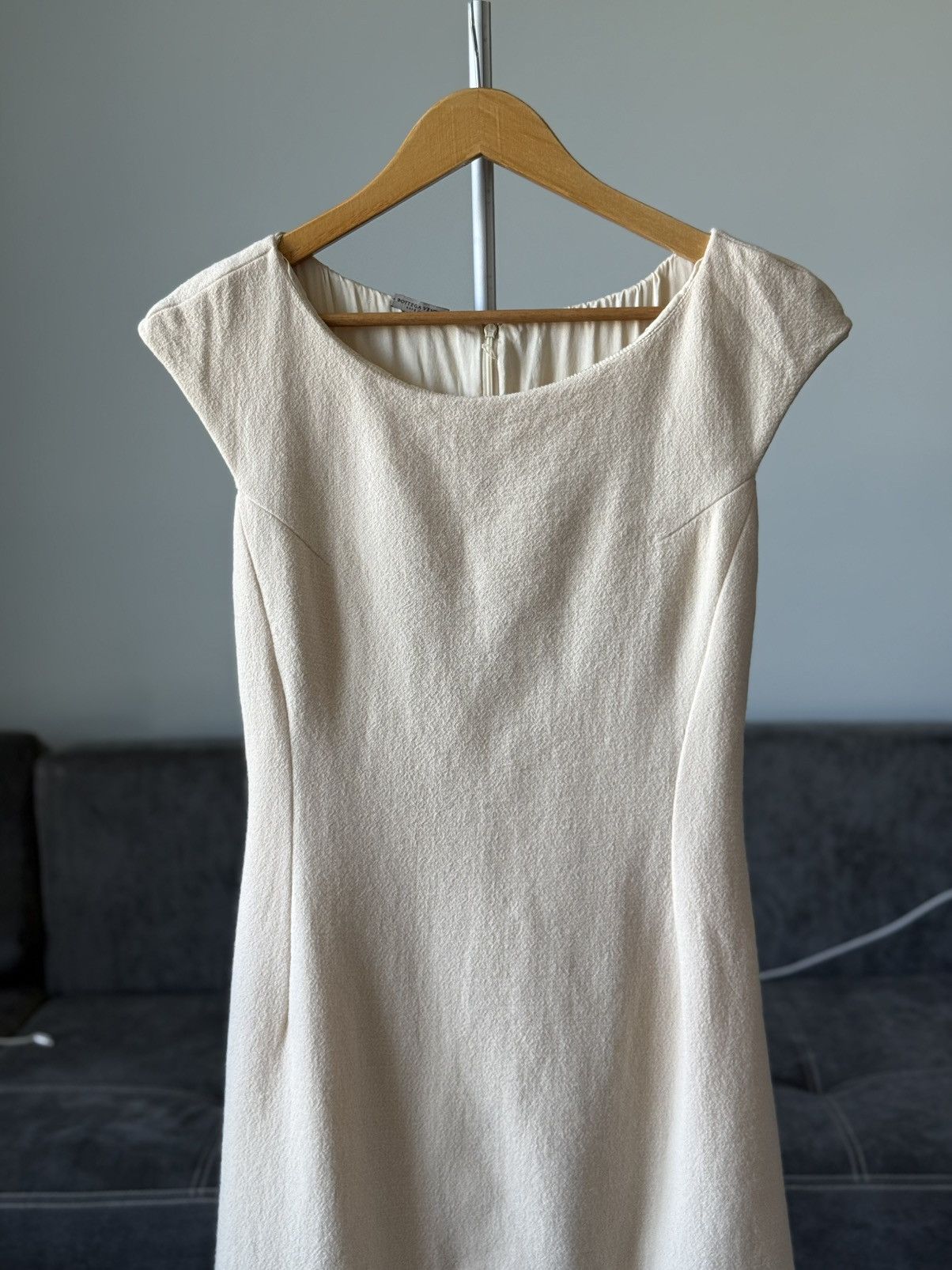 Bottega Veneta RRP $1,900+ Bottega Veneta White Wool Silk Blend Midi Dress Size S / US 4 / IT 40 - 4 Thumbnail