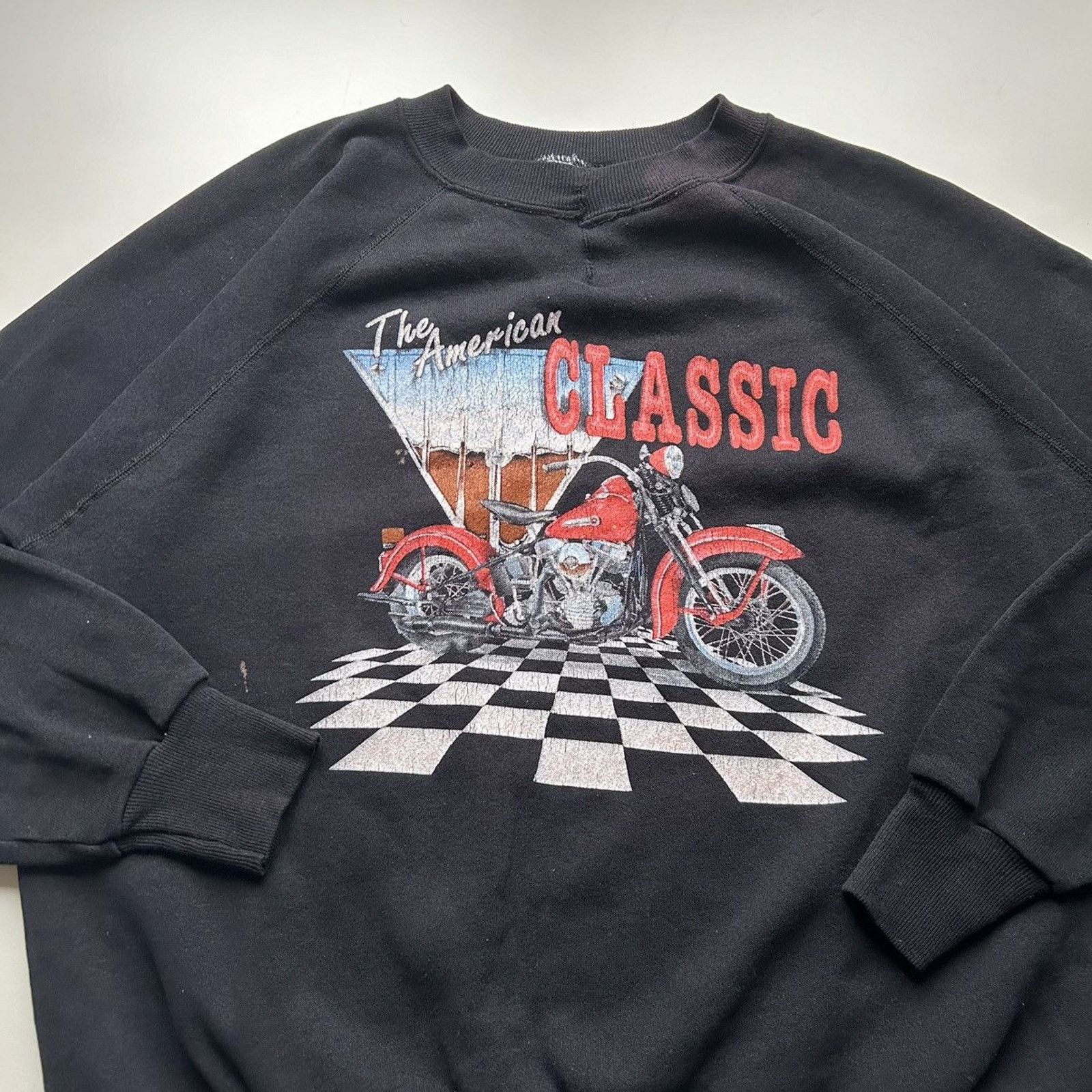 Hanes Vintage 90s American Motorcycle Crewneck Large Faded Black Size US L / EU 52-54 / 3 - 2 Thumbnail