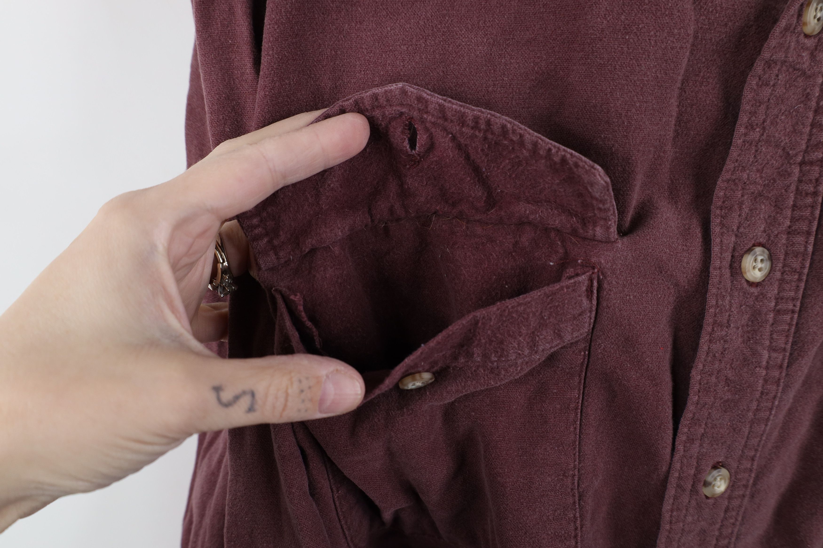 Eddie Bauer Vintage 90s Eddie Bauer Chamois Cloth Button Shirt Maroon Size US M / EU 48-50 / 2 - 4 Thumbnail