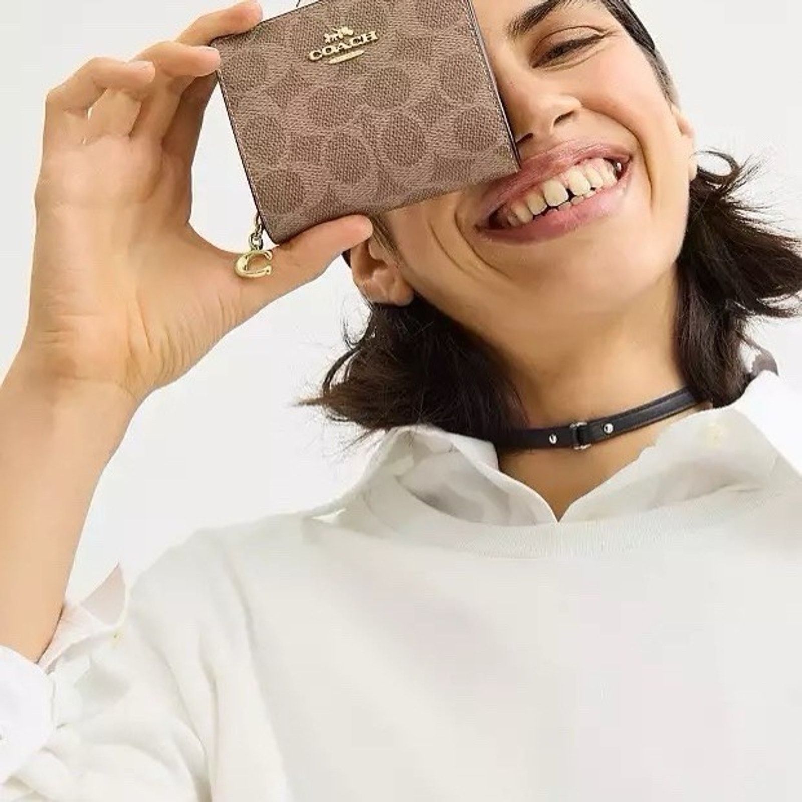 Coach NWT Coach Snap Wallet CW789 Signature Charm Gold/Tan/Brown Size ONE SIZE - 9 Thumbnail