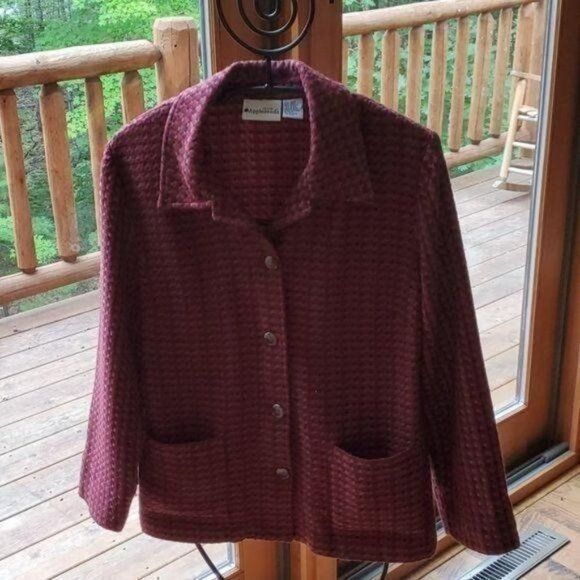 Vintage Appleseed's Burgandy Plaid Full Buttoned Sz. 12P Jacket with Size XL / US 12-14 / IT 48-50 - 1 Thumbnail