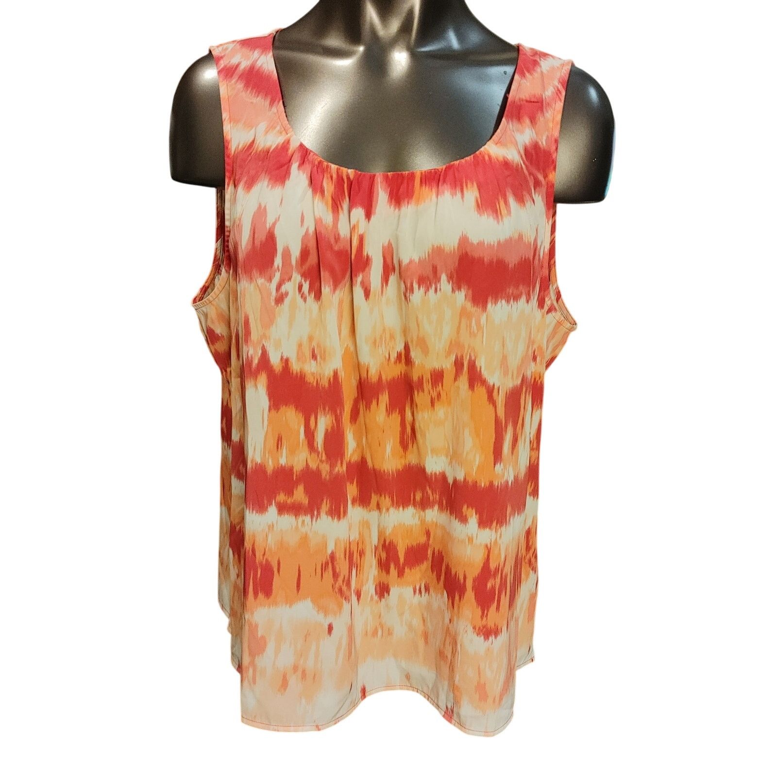 Chicos Chico's Women's 3 Orange/White Tie-Dye Sleeveless Tank Top Size XL / US 12-14 / IT 48-50 - 1 Thumbnail