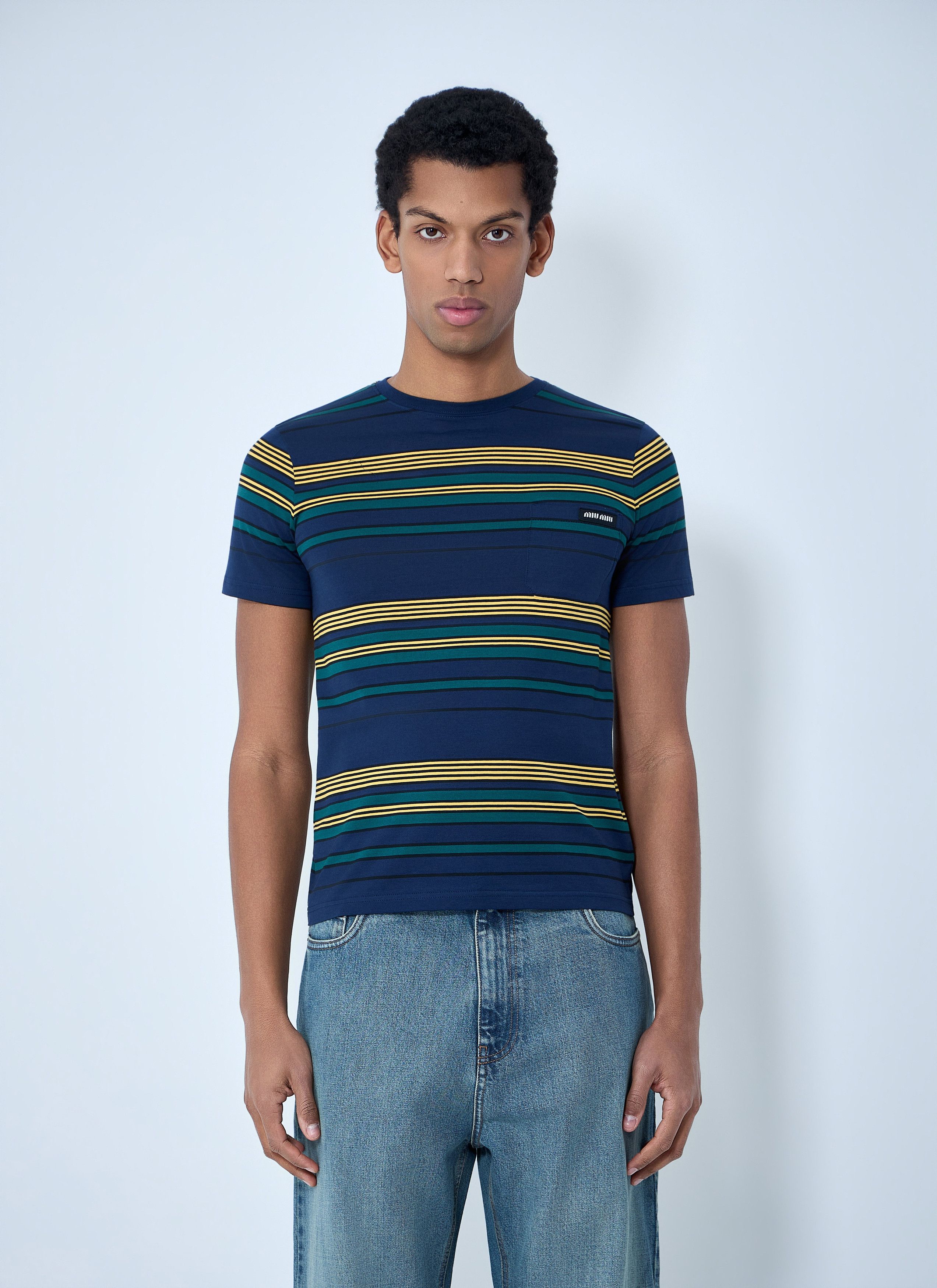 Miu Miu Striped Cotton Jersey T-Shirt Size US XL / EU 56 / 4 - 1 Thumbnail