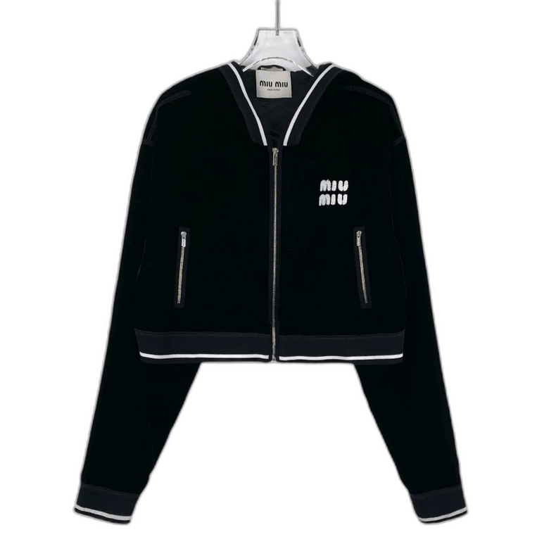 Miu Miu MiuMiu Black Logo Hooded Jacket Size M / US 6-8 / IT 42-44 - 1 Thumbnail