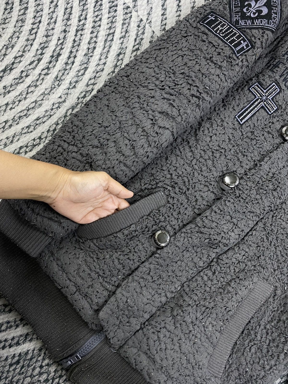 Japanese Brand Vtg Ghost Of Harlem Teddy Fleece Patches Hooded Zip Jacket Size US S / EU 44-46 / 1 - 5 Thumbnail