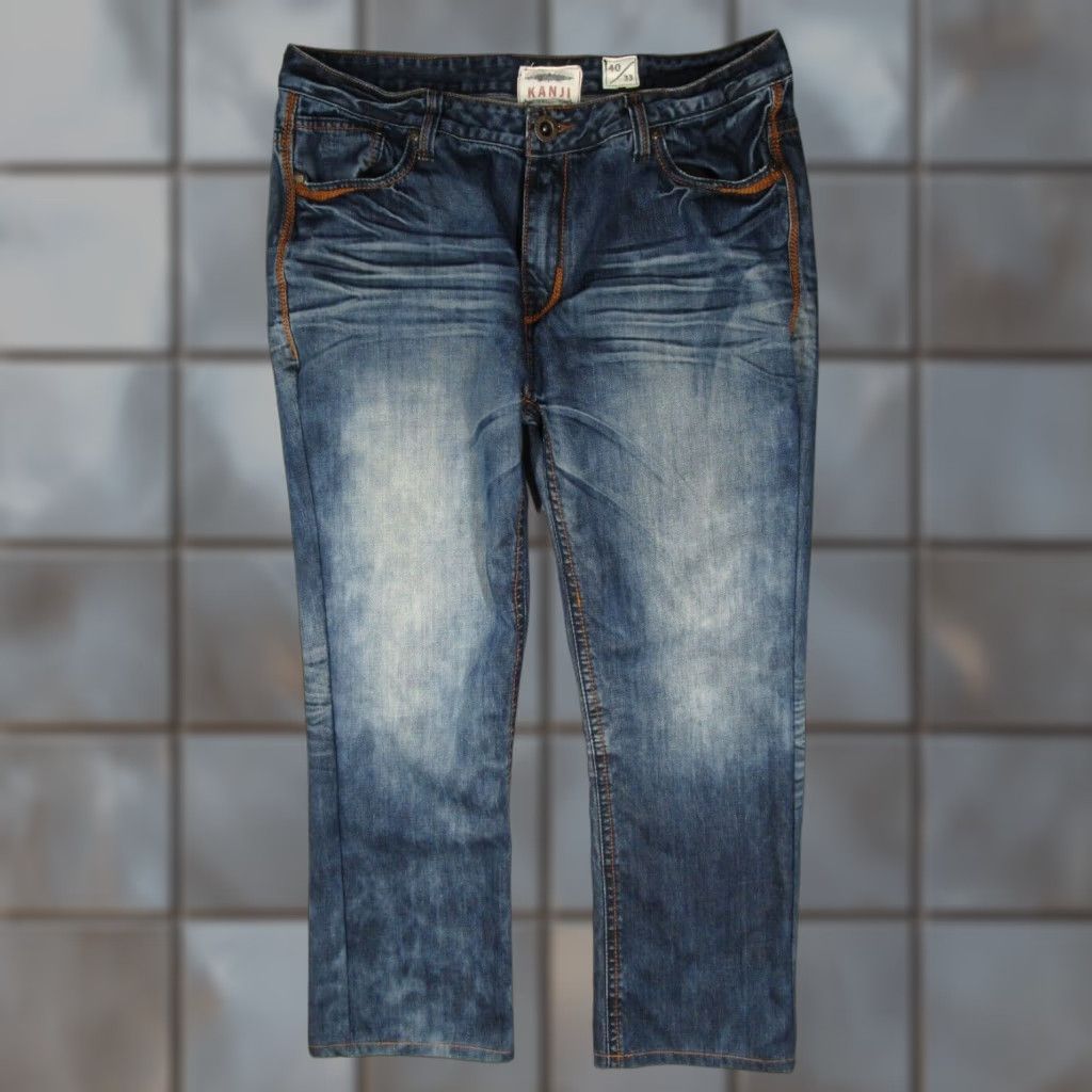 Vintage VINTAGE Kanji Jeans Men's 40 Blue Straight Fit 5-Pocket Denim Distressed Retro Y2K Size US 40 / EU 56 - 1 Thumbnail