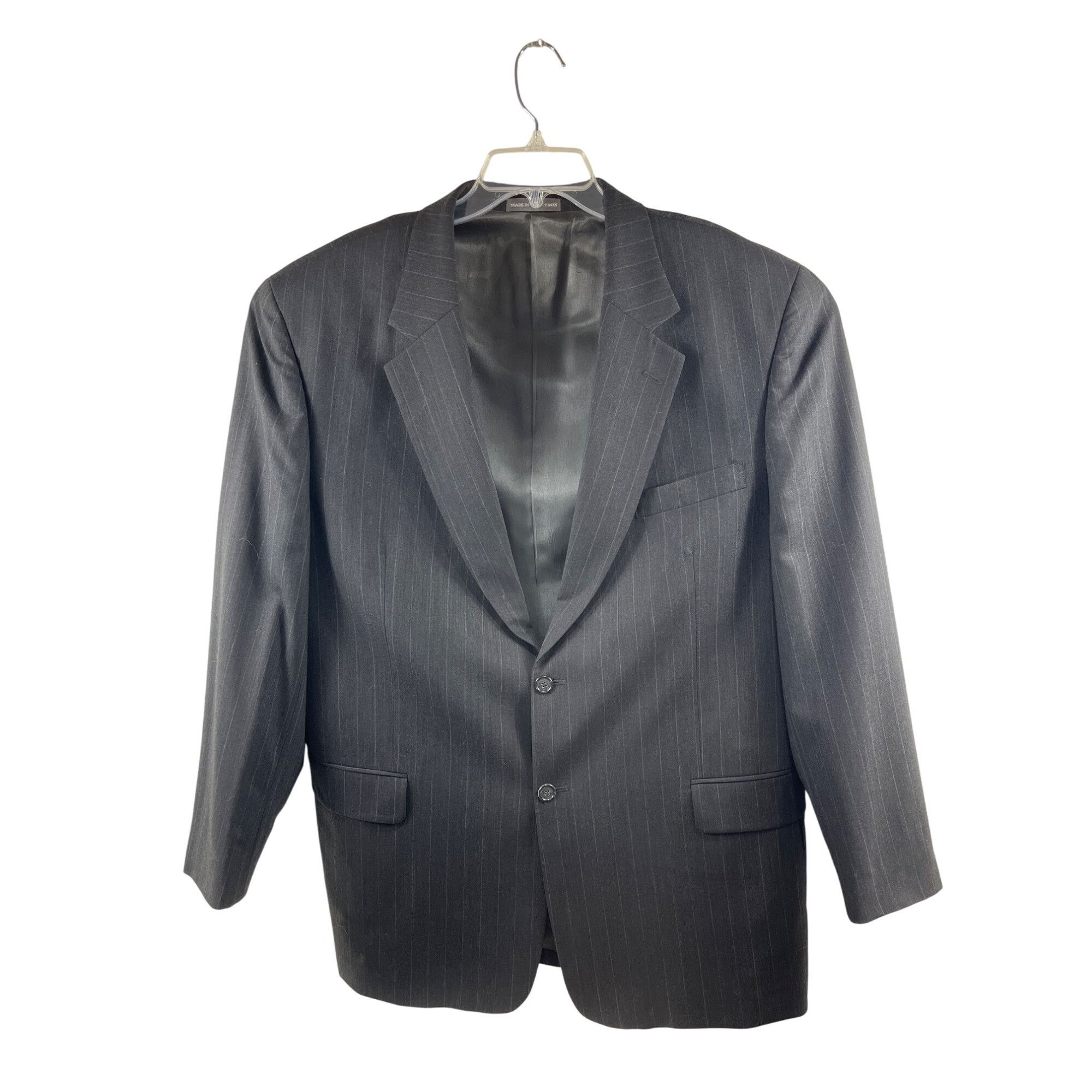 Other Mens Pinstripe Suit Jacket & Pants Set 2-Button Gray Classic Size 40L - 2 Thumbnail