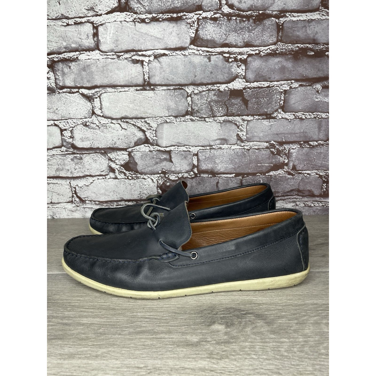 Massimo Matteo MASSIMO MATTEO Navy Blue Leather Casual Moc Driving Loafers Size US 12 / EU 45 - 19 Thumbnail