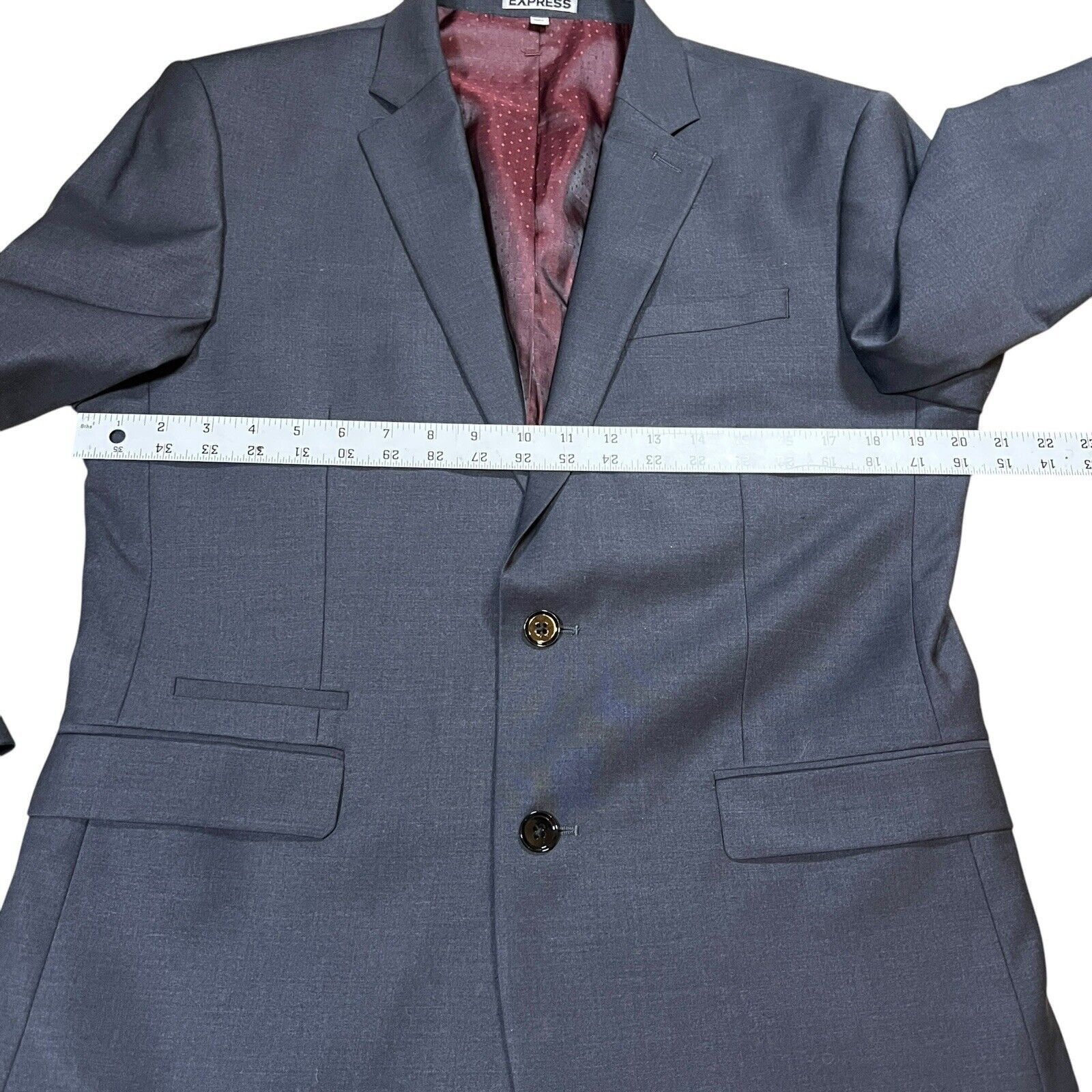 Express EXPRESS Photographer Blazer Jacket Slim Grey Suit Size 40R Size 40R - 6 Thumbnail