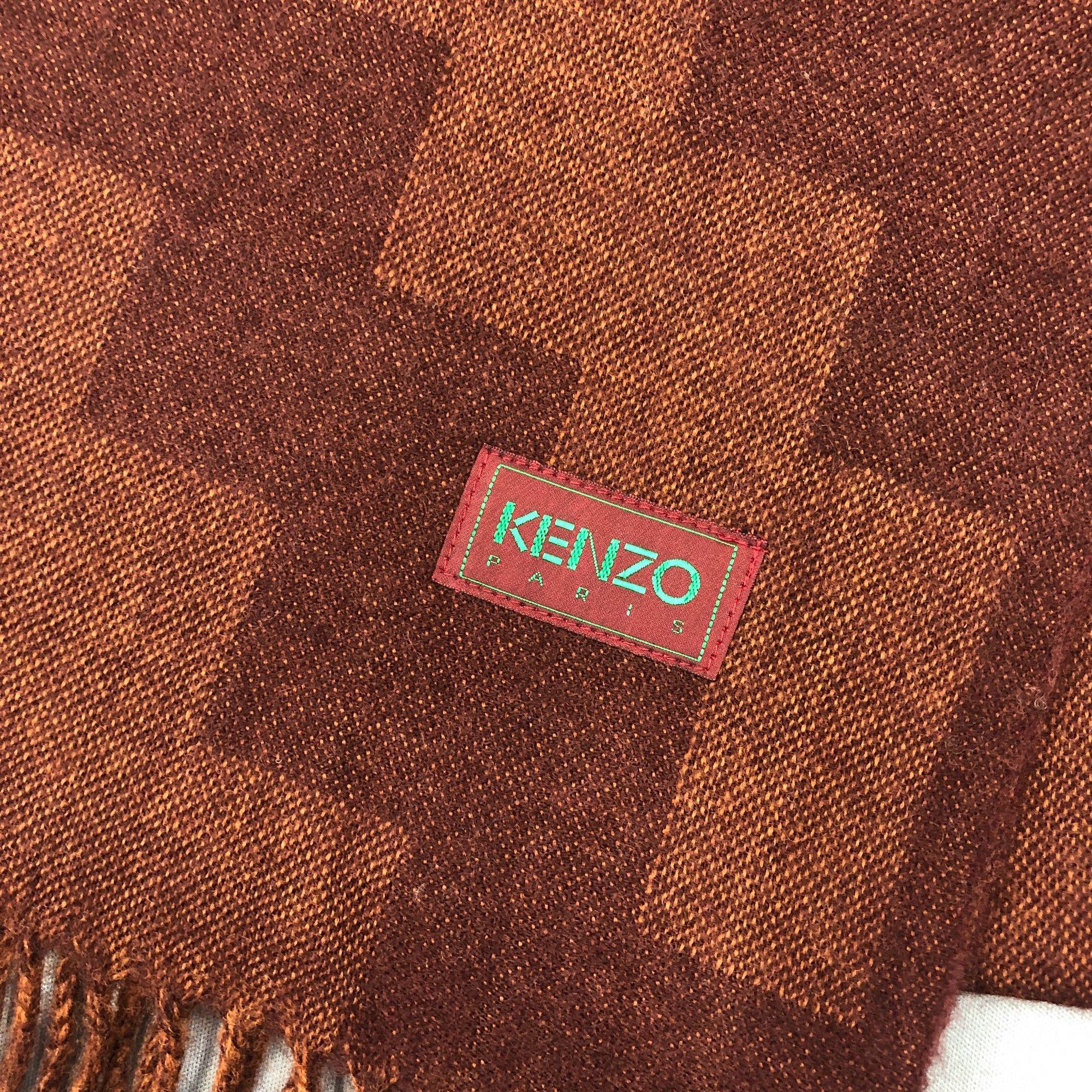 Kenzo Vintage Kenzo Scarf Muffler Wool Plaid Fringe Scarves Size ONE SIZE - 4 Thumbnail
