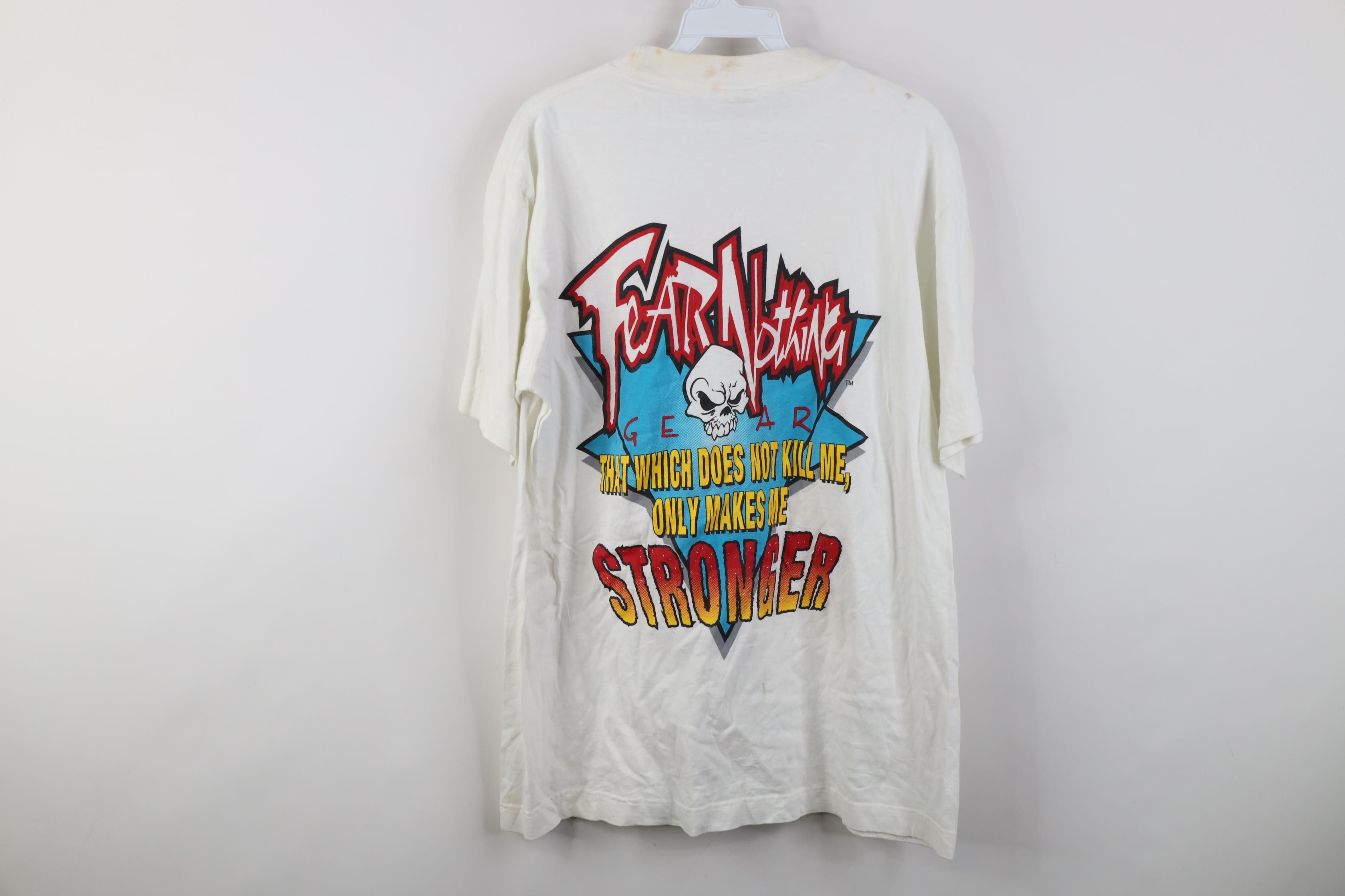 Vintage Vintage 90s Streetwear Gear Skull Skeleton T-Shirt White Size US L / EU 52-54 / 3 - 18 Thumbnail