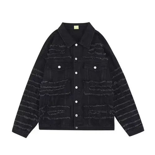 Other Black Stacked Distressed Ripped Denim Jacket Size US M / EU 48-50 / 2 - 2 Thumbnail