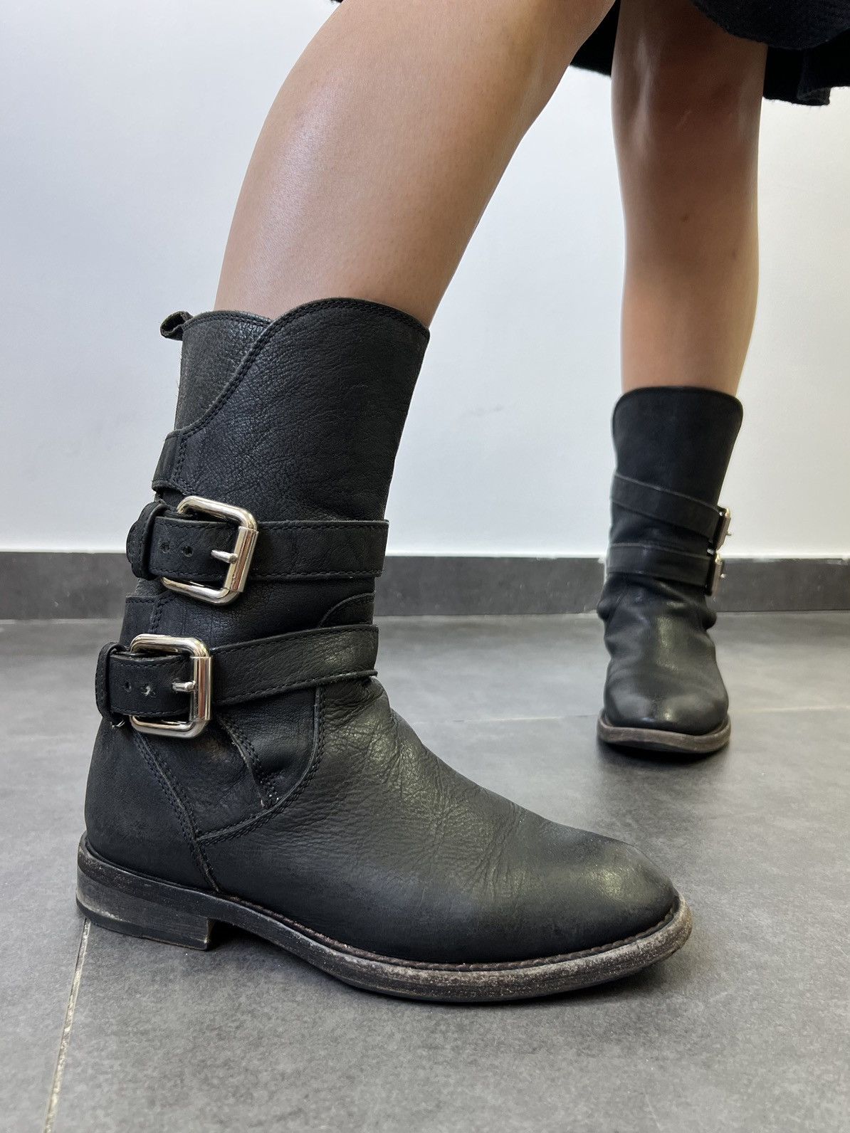 Dolce & Gabbana Archive Dolce Gabbana 2000’s belted leather biker boots Size US 6.5 / IT 36.5 - 1 Thumbnail