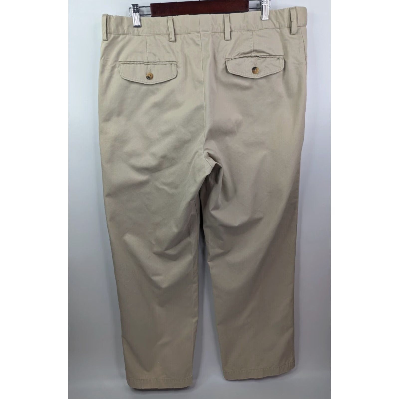 Vintage LL Bean Khakis Flat Front Men's 36x30 Beige 100% Supima Cotton Trousers 0DBM9 Size US 36 / EU 52 - 4 Thumbnail