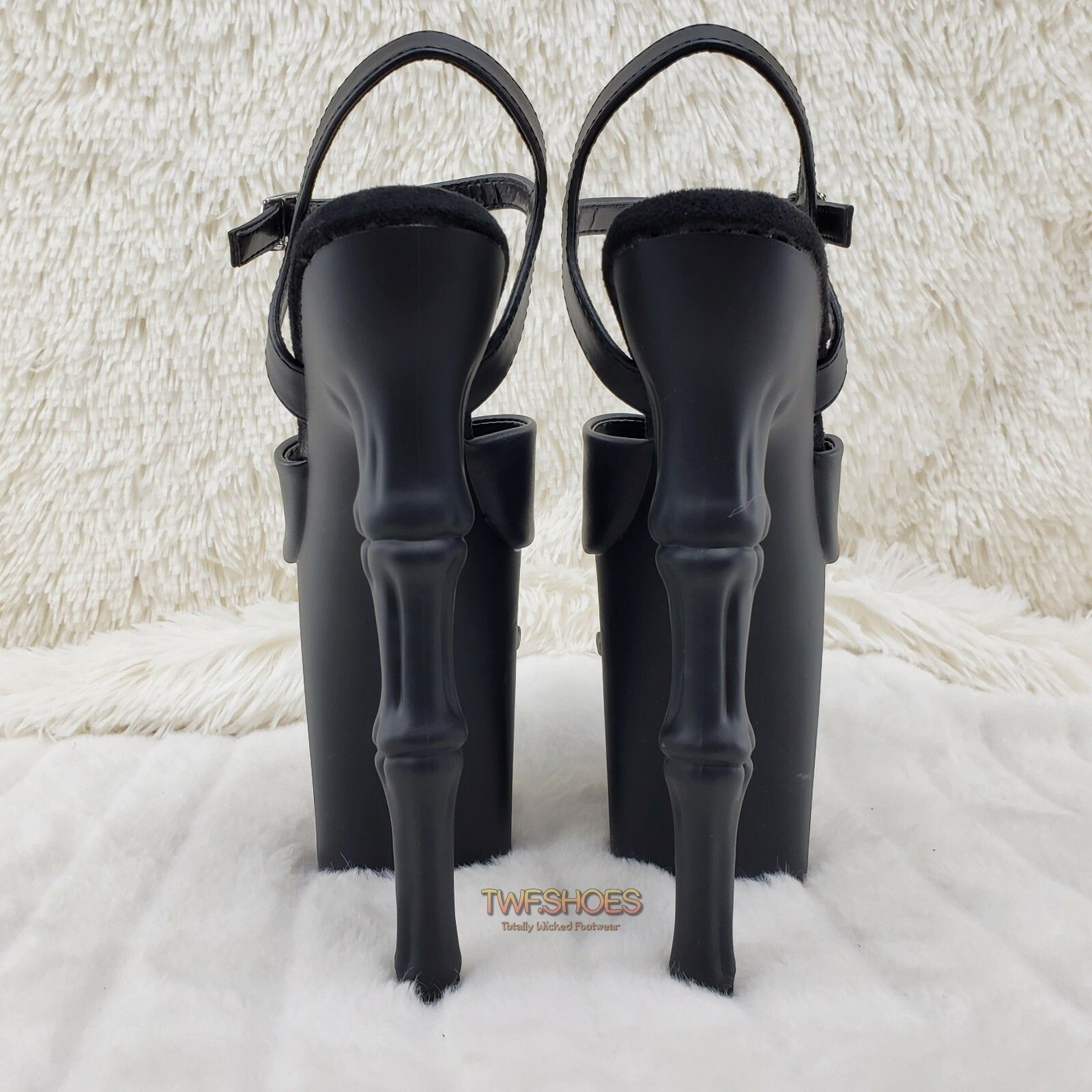 Other Rapture Black Matte Skull & Bones 8" High Heel Platform Shoe Size US 6 / IT 36 - 5 Thumbnail