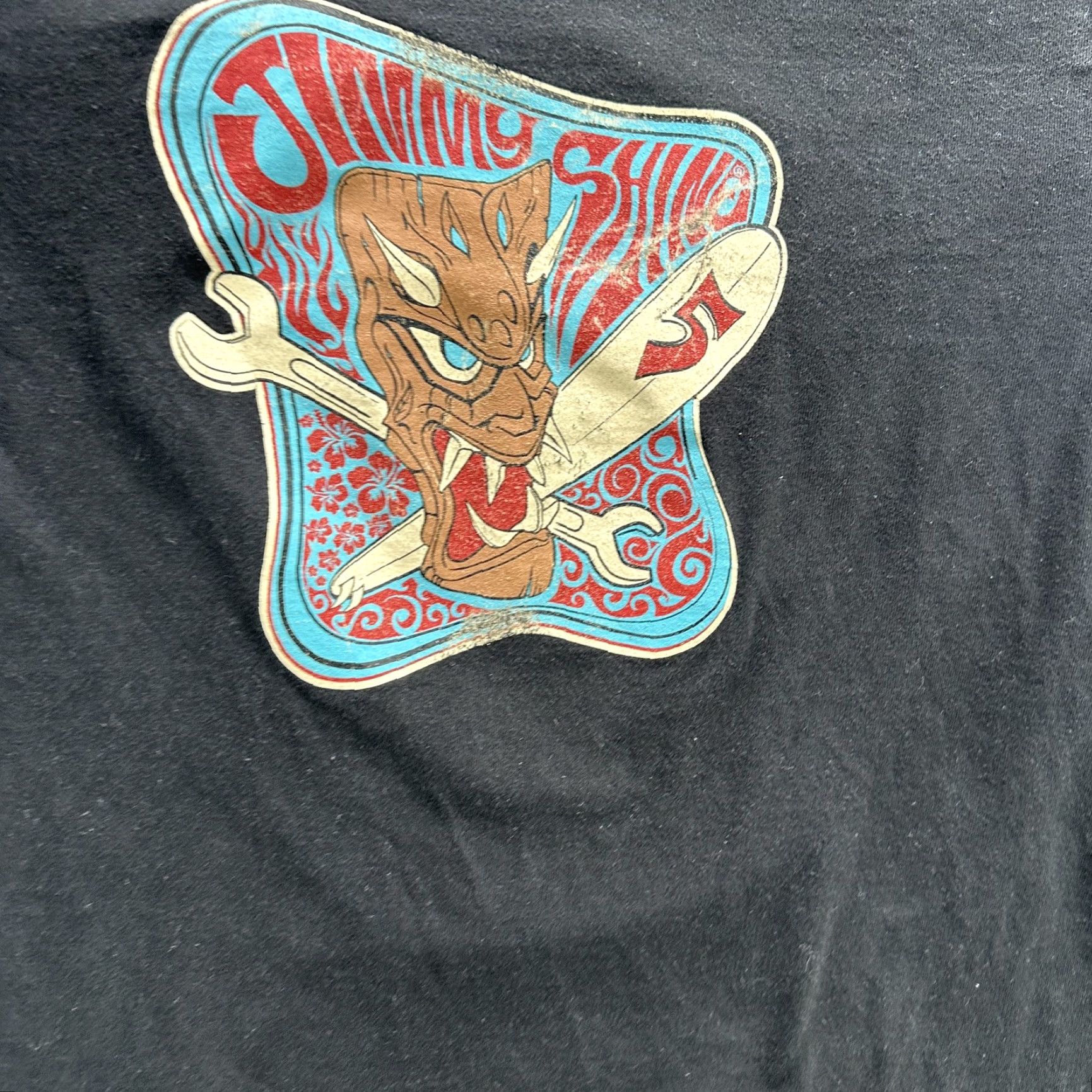 Garage VINTAGE Jimmy Shine Shirt Mens Medium Black Graphic Print Hot Rod Garage Tiki Art Tee Size US M / EU 48-50 / 2 - 3 Thumbnail