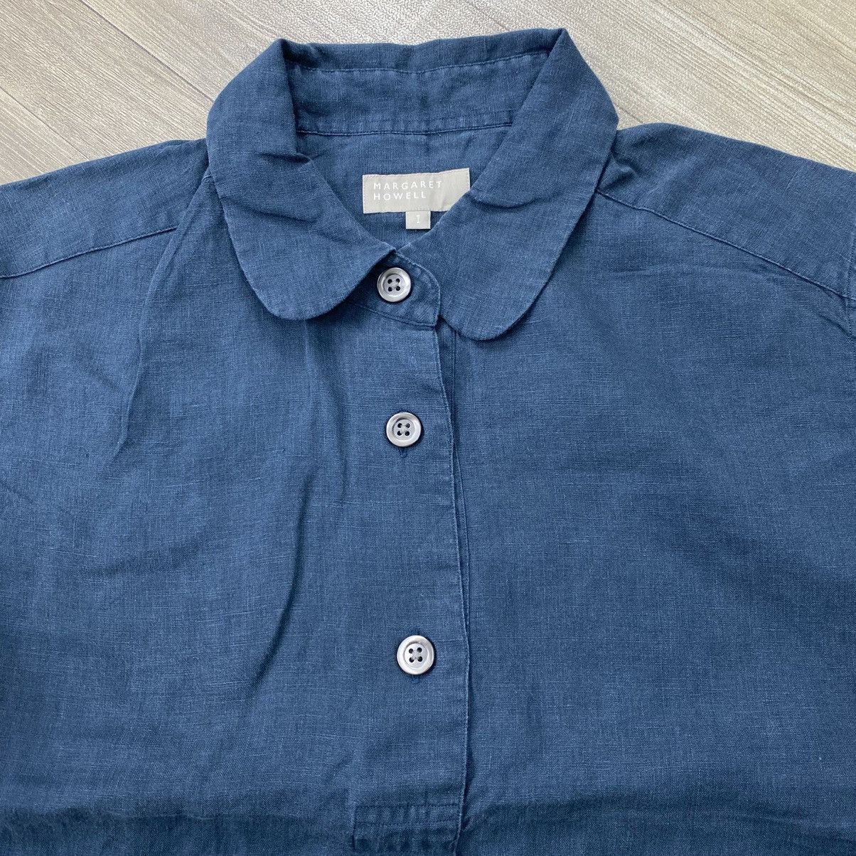 Margaret Howell Luxury Margaret Howell MHL Navy Linen Shirt Blouse Size S / US 4 / IT 40 - 3 Thumbnail