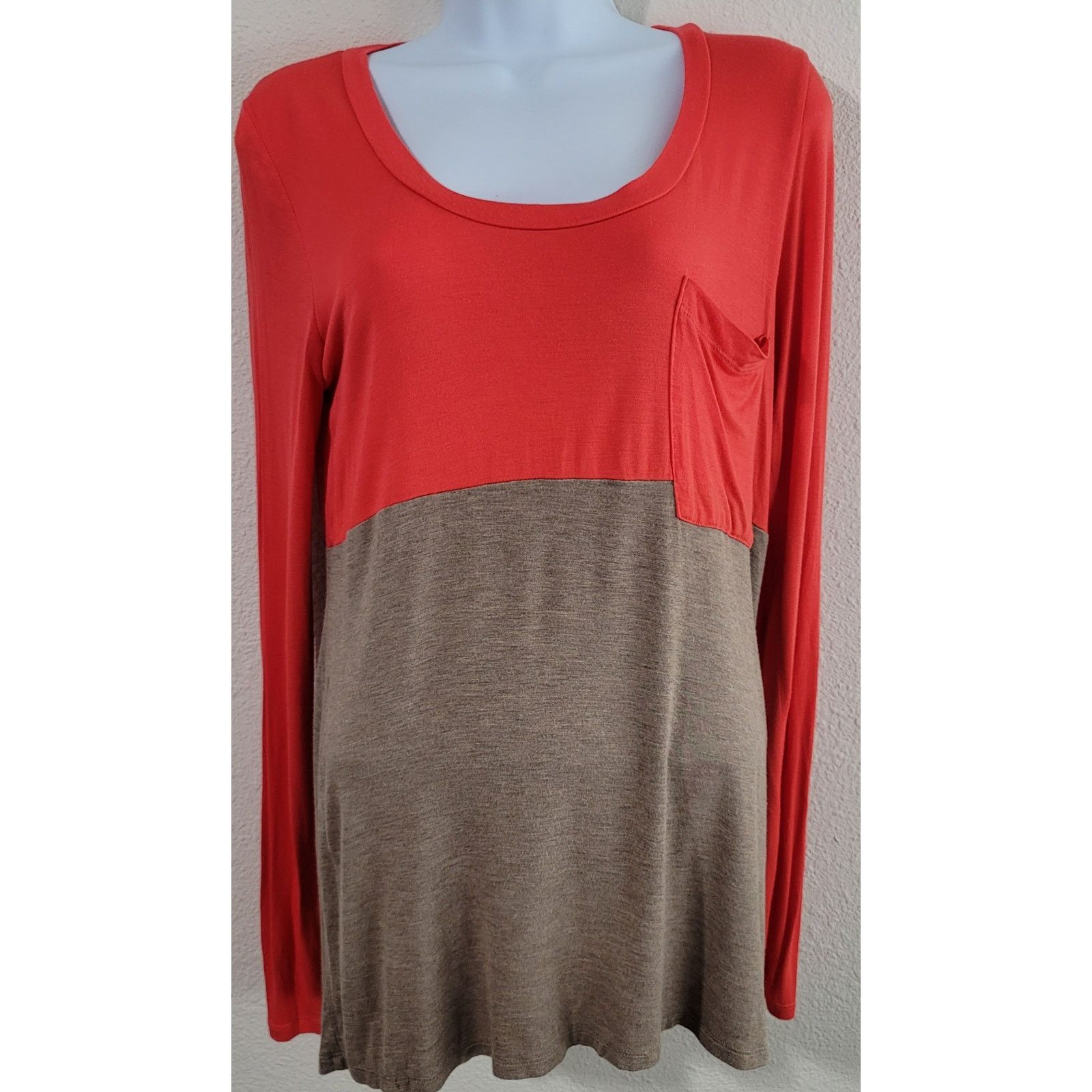 Other Bordeaux Anthropologie Orange Colorblock Long Sleeve Top S Size S / US 4 / IT 40 - 1 Thumbnail