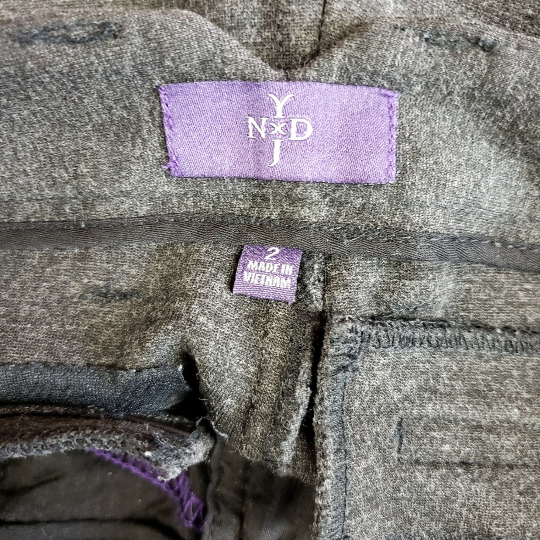 NYDJ NYDJ Womans Straight Leg Ponte Knit Pants With Faux Leather Trim Size 2 Gray Size 26" / US 2 / IT 38 - 6 Thumbnail