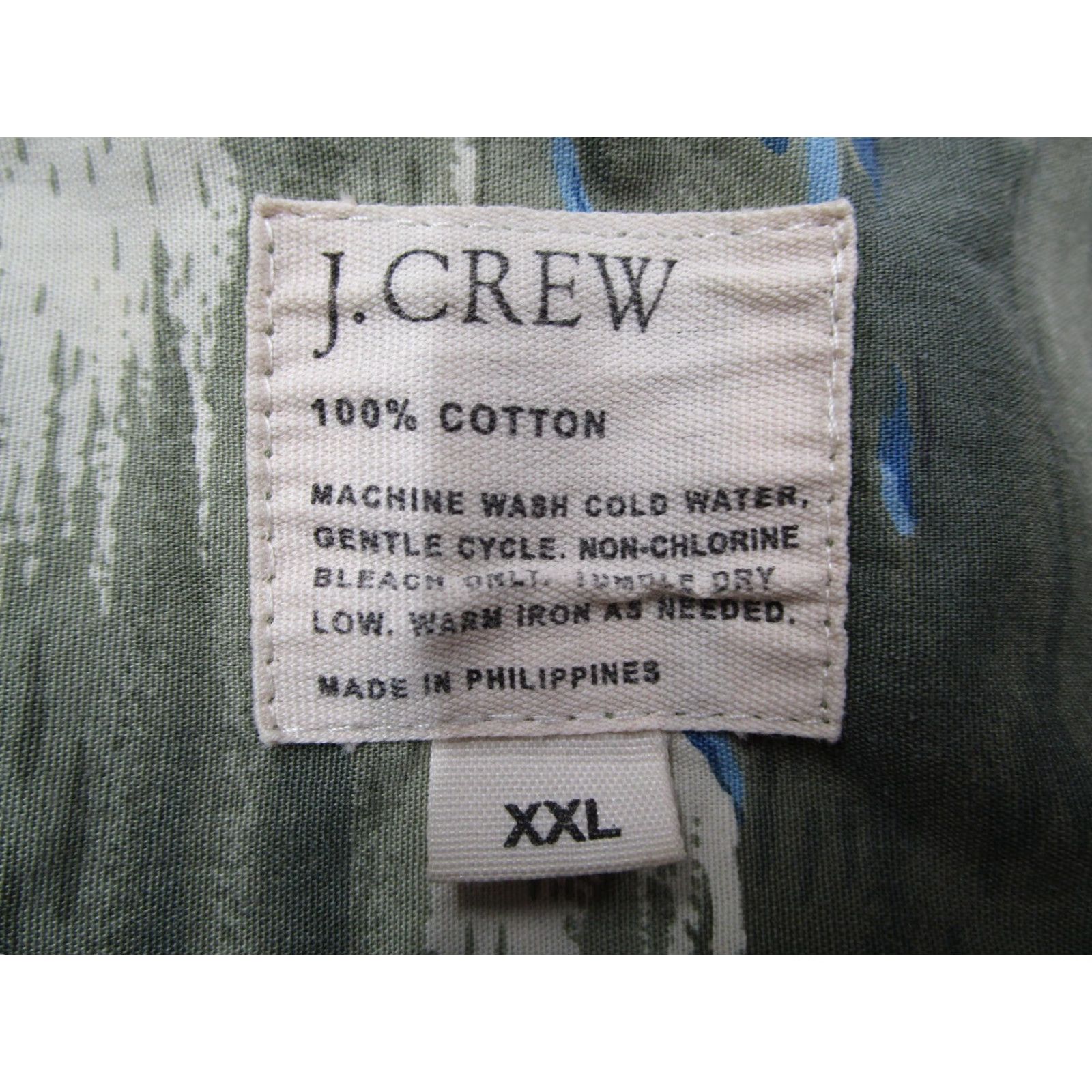 J.Crew VINTAGE J.Crew Shirt Mens 2XL Green Hawaiian Tropical Beach Cotton Button Up Y2K Size US XXL / EU 58 / 5 - 3 Thumbnail