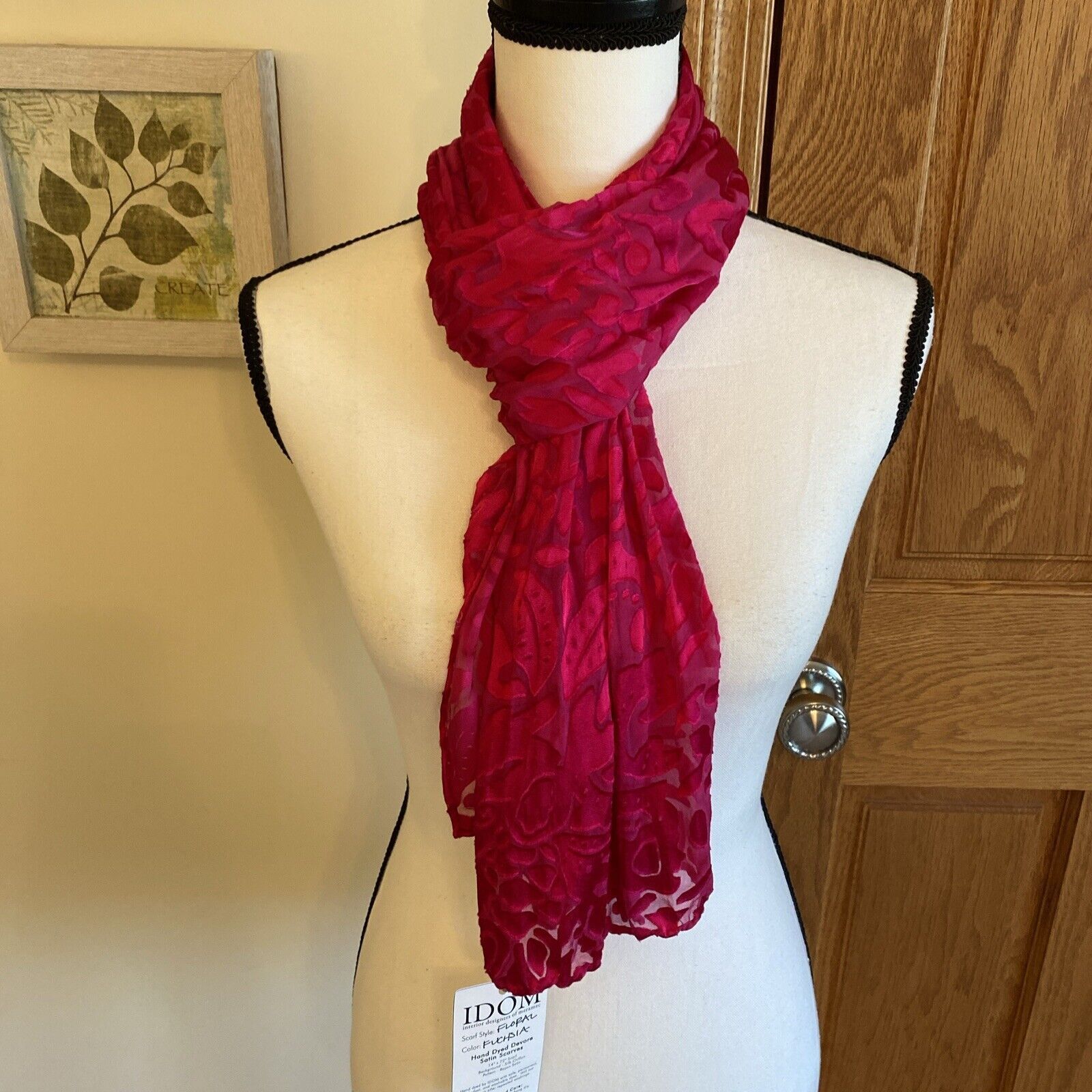 Other Women's Rectangular Long Tie Dye Scarf Fuchsia Hand Dyed Sa Size ONE SIZE - 4 Thumbnail