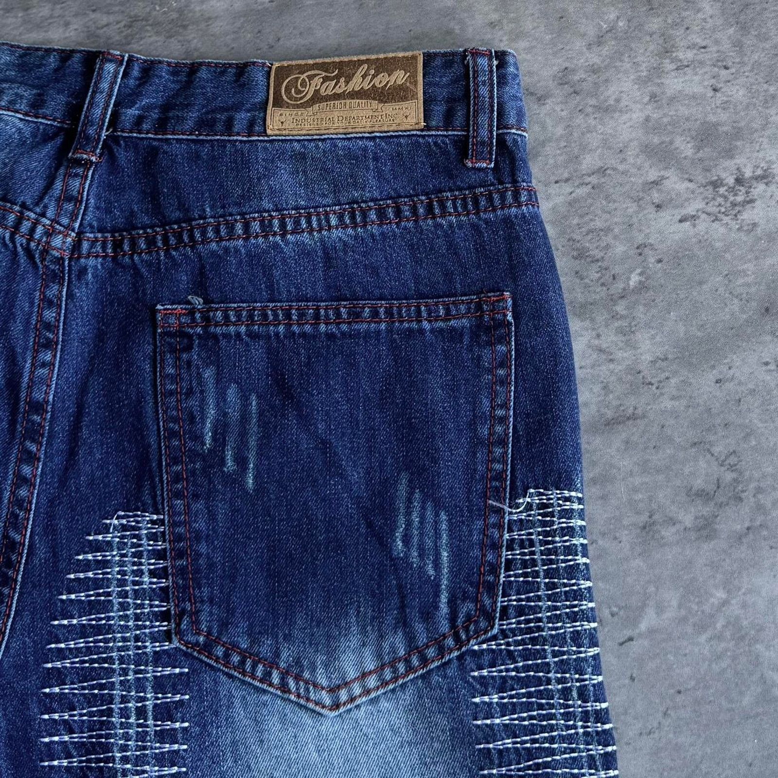 Japanese Brand × Vintage Vintage Y2K Embroidered Patchwork Grunge Opium Denim Jeans Size US 34 / EU 50 - 3 Thumbnail