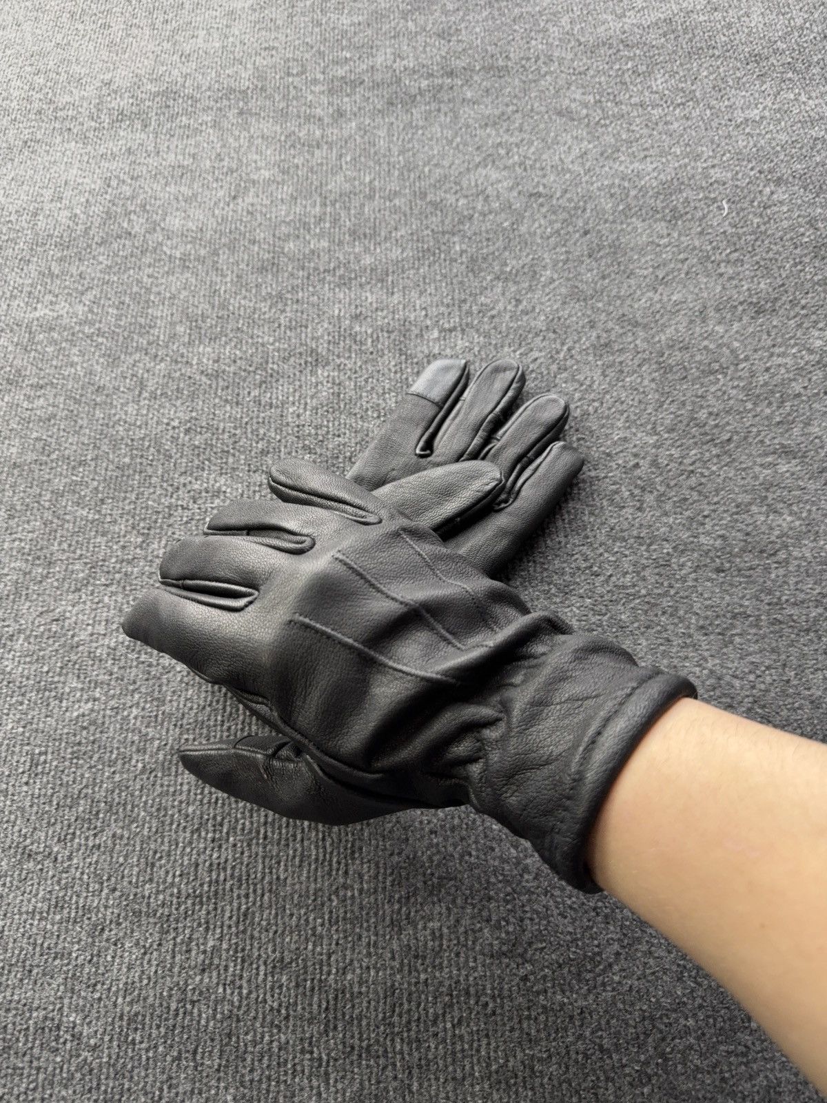 Japanese Brand Vintage Avant Garde Rock Punk Biker Leather Gloves Black 00s Size ONE SIZE - 2 Thumbnail