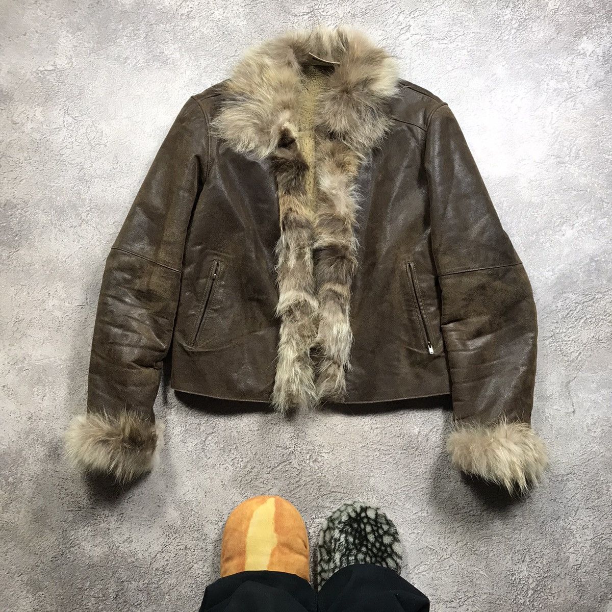 Vintage Vintage Y2K Faux Fur Leather Jacket Grunge Streetwear Boxy L Size L / US 10 / IT 46 - 1 Thumbnail