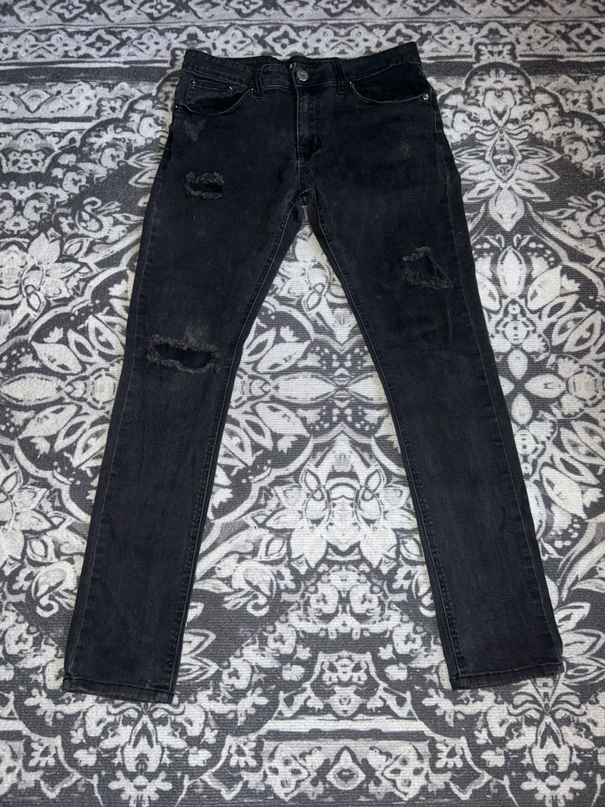 Other Royal Blue Black Denim Jeans Size US 29 - 1 Thumbnail