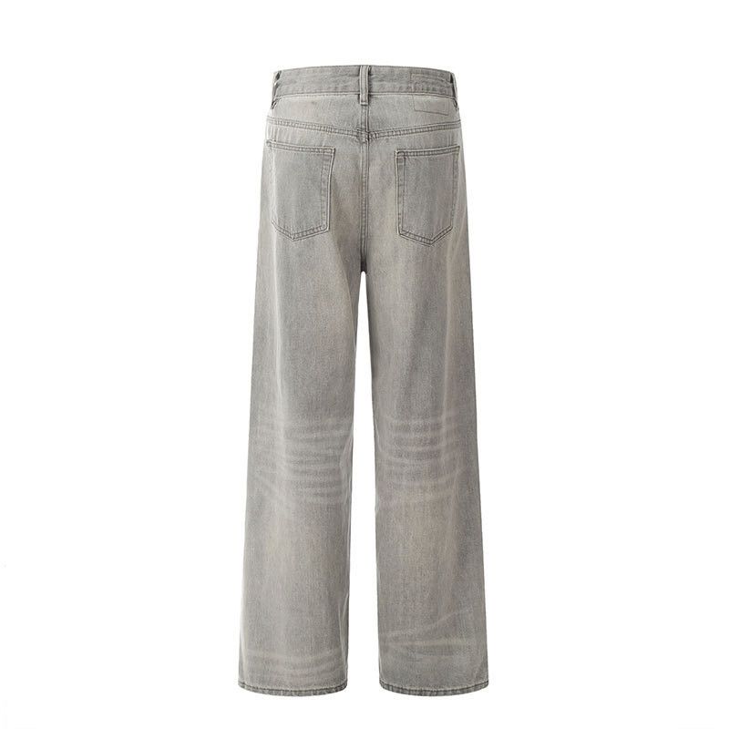Vintage American retro washed men's gray loose straight leg jeans Size US 32 / EU 48 - 2 Thumbnail