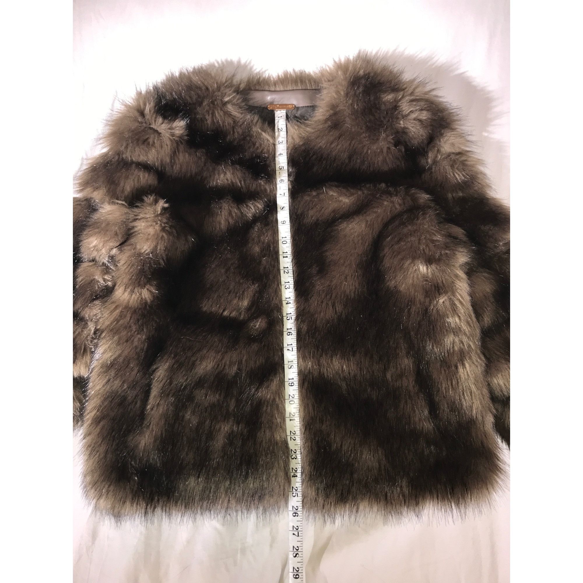 Vintage La Fiorentina Women's Luxurious Brown Faux Fur Winter Jacket Size L / US 10 / IT 46 - 7 Thumbnail