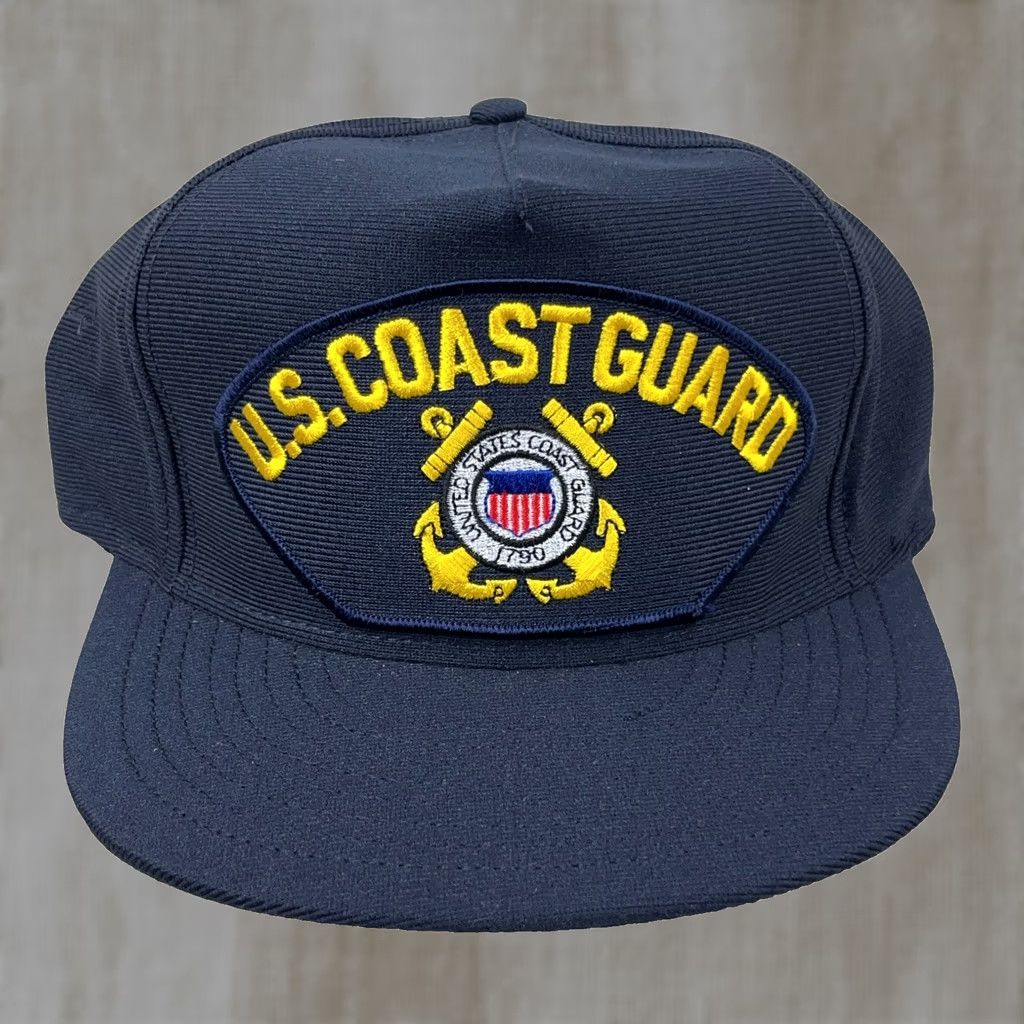 Vintage VINTAGE Eagle Crest US Coast Guard Hat Cap Snapback One Size Blue 90s USA Crest Patch Mens Cap Size ONE SIZE - 1 Thumbnail