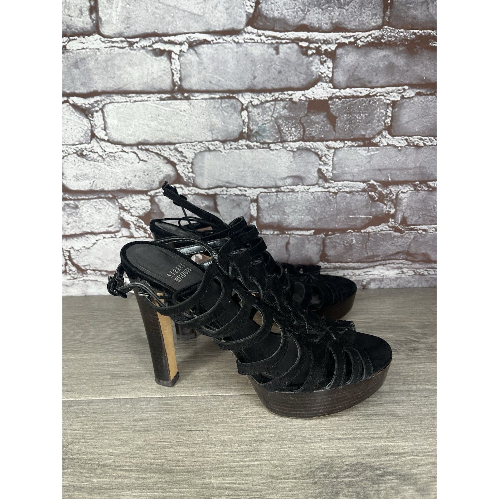 Stuart Weitzman Stuart Weitzman Black Suede Leather Caged Stiletto Heels Wom Size US 6 / IT 36 - 15 Thumbnail
