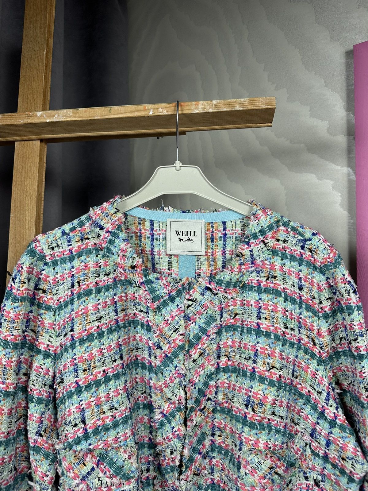 Other Weill Blazer Jacket Fringed Tweed Size L / US 10 / IT 46 - 5 Thumbnail