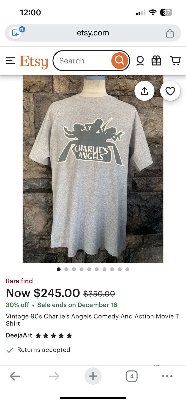 Vintage Rare Vintage '90s Charlie’s Angels Comedy Action Movie Tee Size US XL / EU 56 / 4 - 1 Thumbnail