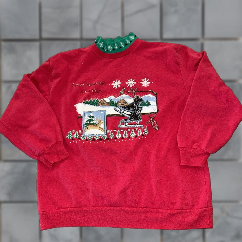 Vintage VINTAGE Bobbie Brooks Christmas Sweater Womens Pullover L Red Granny Core 21x25 Holiday Size L / US 10 / IT 46 - 1 Thumbnail
