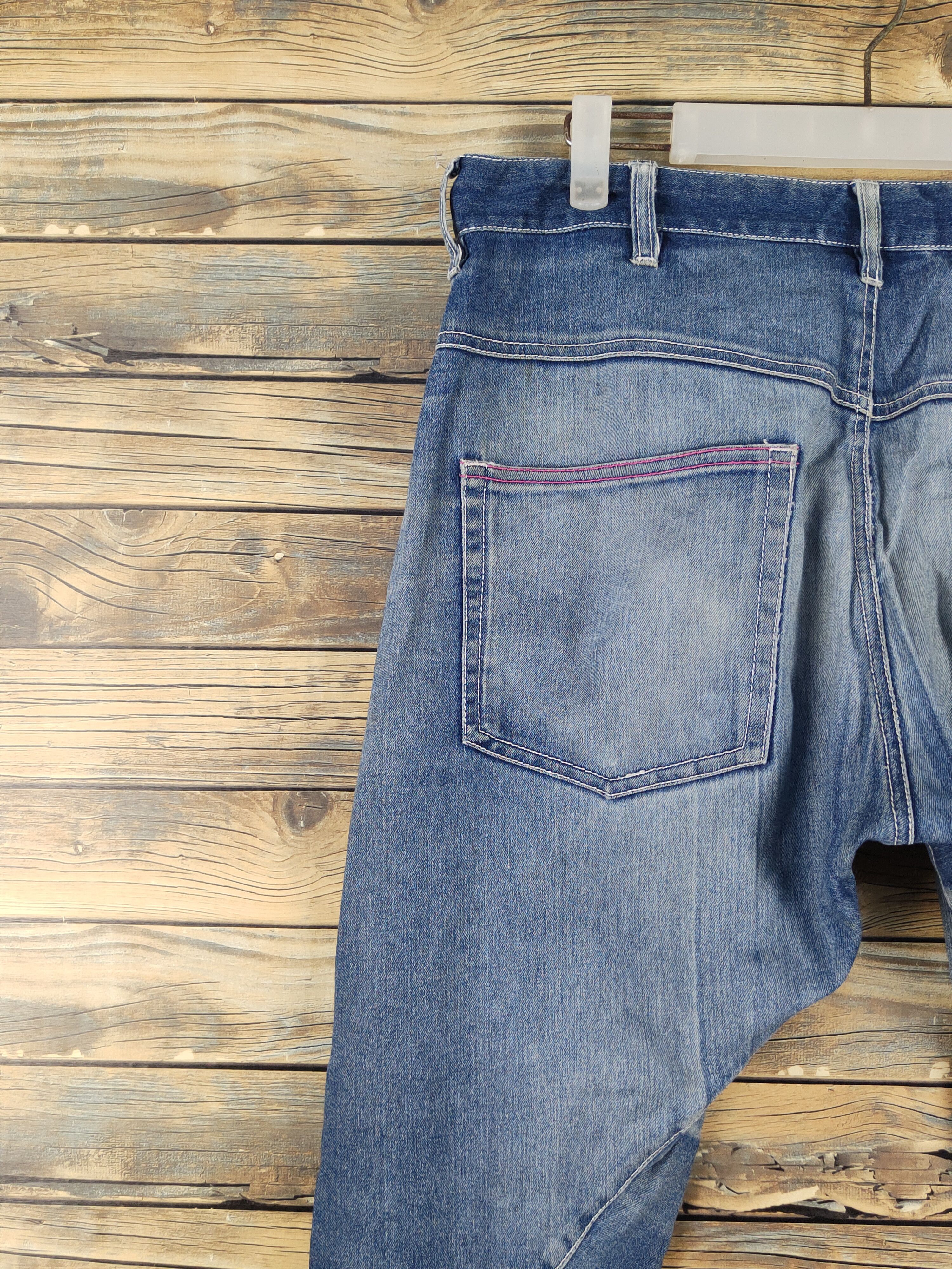 Japanese Brand UPST Upstart double waist Blue Ripped Soft Jeans #W1704 Size US 32 / EU 48 - 11 Thumbnail