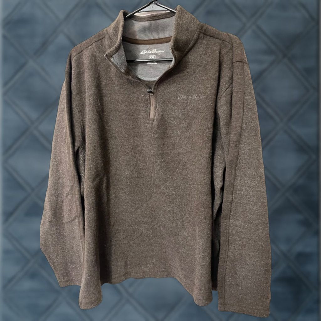 Eddie Bauer Eddie Bauer Pullover Sweater 1/4 Zip Fleece Mens Brown 2XL Adult Shopper Comfort Outdoors Logo Modern Regular Fit Size US XXL / EU 58 / 5 - 1 Thumbnail