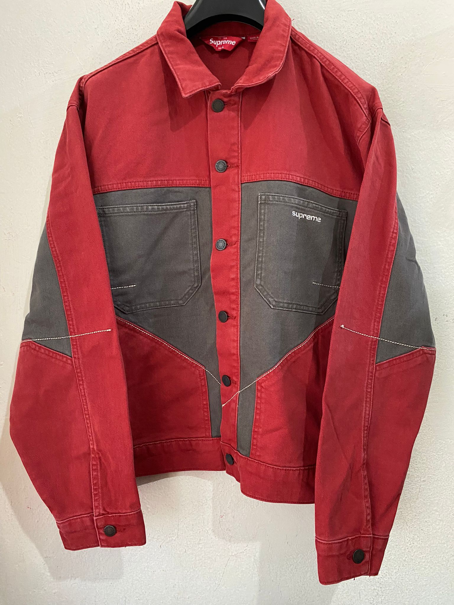 Supreme 2-Tone Paneled Denim Jacket Size US L / EU 52-54 / 3 - 4 Thumbnail