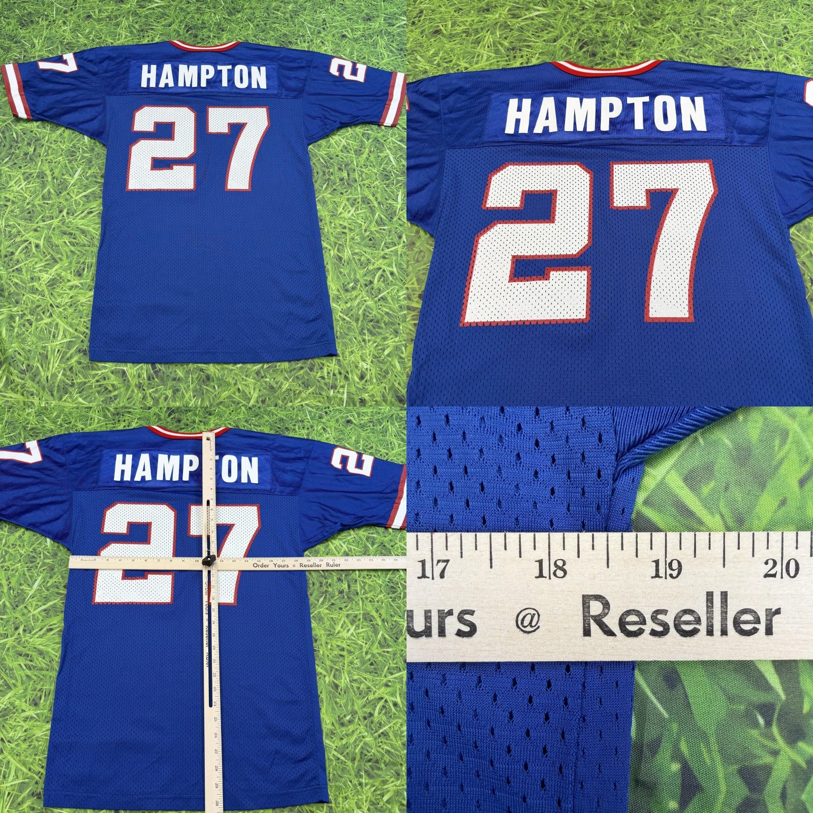 Champion VINTAGE Champion Football Jersey Mens M Blue NY Giants 90s Hampton 27 Raglan Short Sleeve T-Shirt Pullover Graphic Print Size US M / EU 48-50 / 2 - 8 Thumbnail