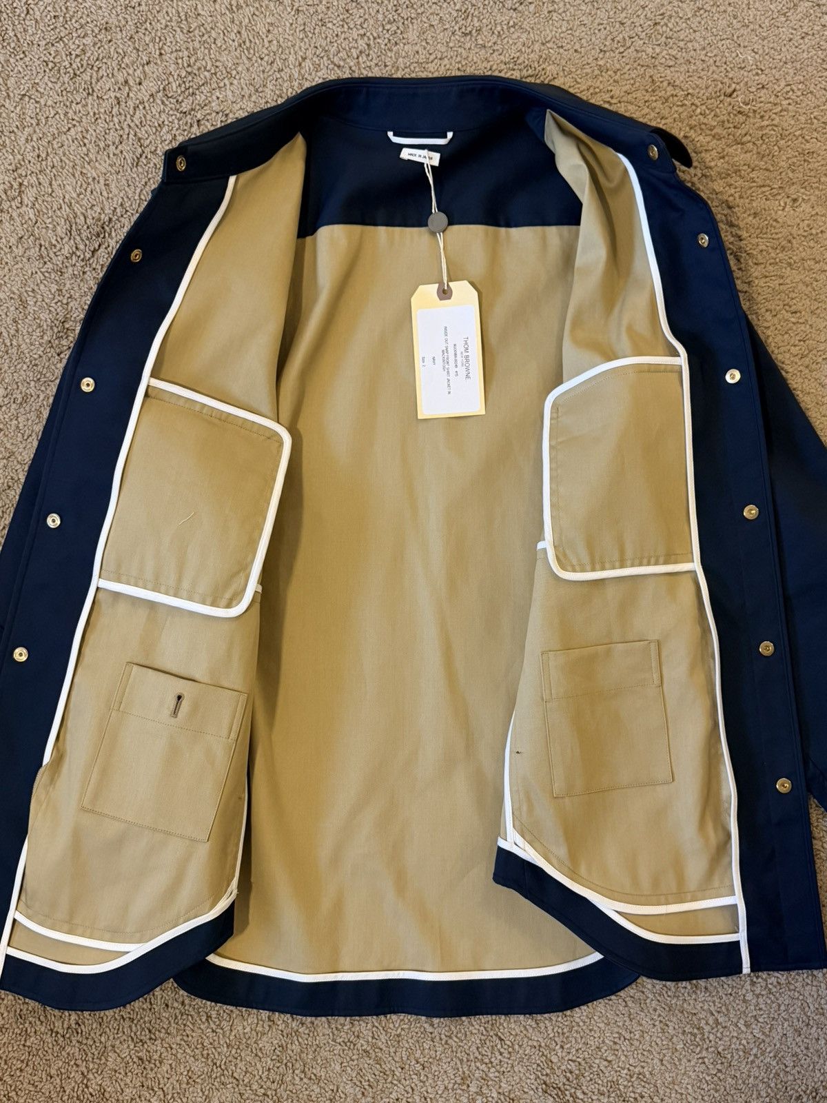 Thom Browne [NWT] Thom Browne Inside-Out Mackintosh Shirt Jacket - Navy Size US M / EU 48-50 / 2 - 9 Thumbnail