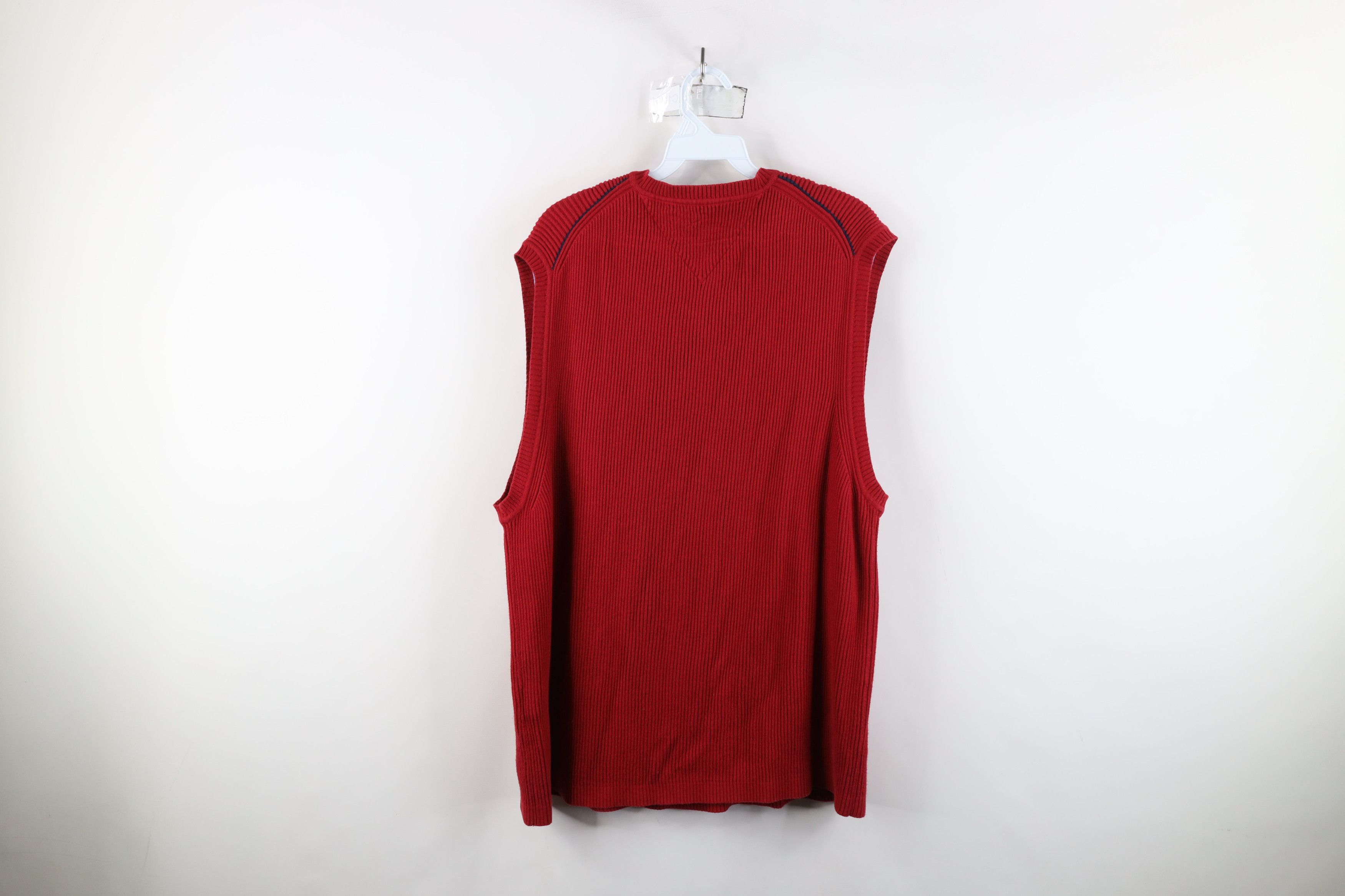 Tommy Hilfiger × Vintage Vintage 90s Tommy Hilfiger Cotton Ribbed Knit Sweater Vest Size US XL / EU 56 / 4 - 10 Thumbnail