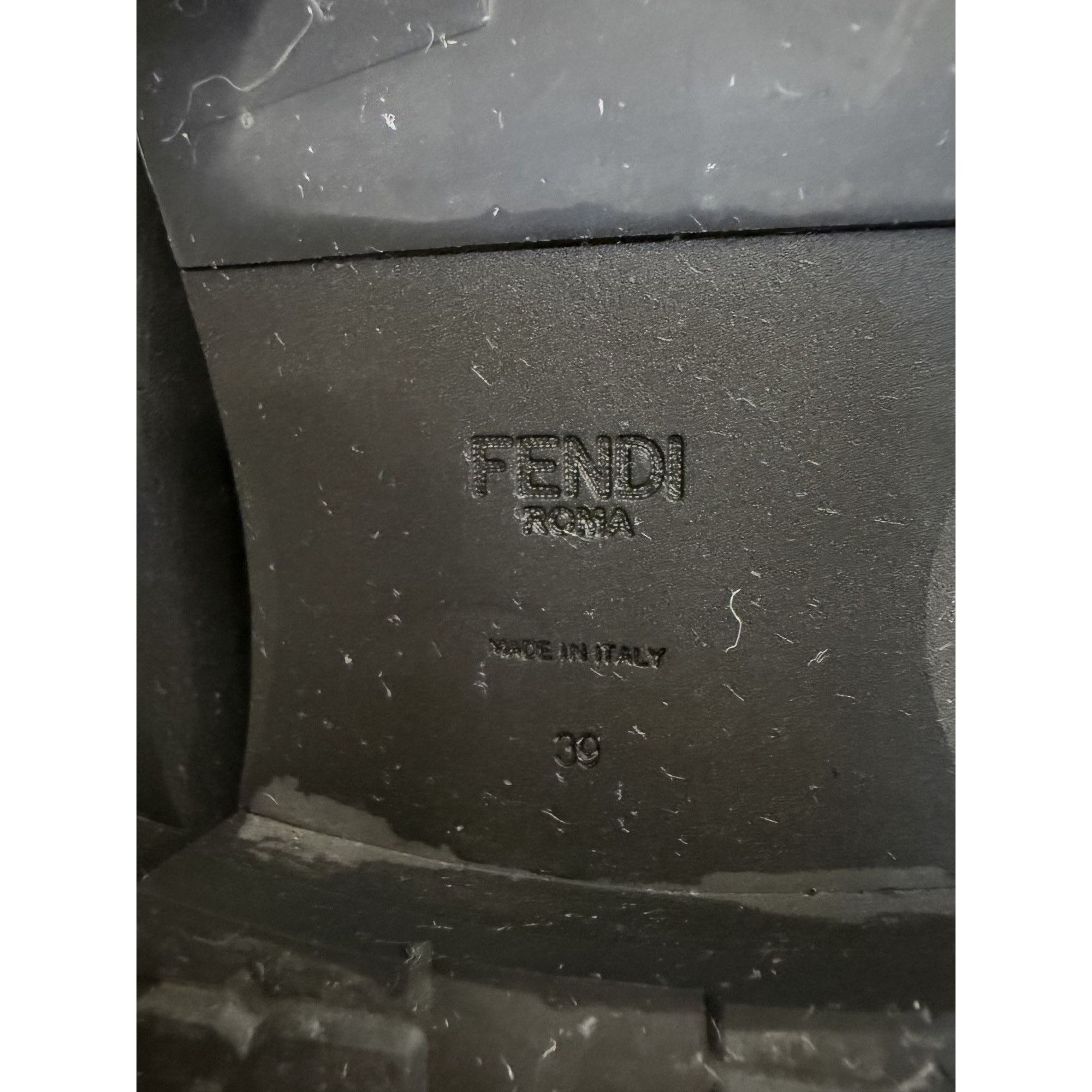 Fendi Fendi FF Logo Print Black Leather & Knit Lace-Up Combat Boot Size US 9 / IT 39 - 7 Thumbnail