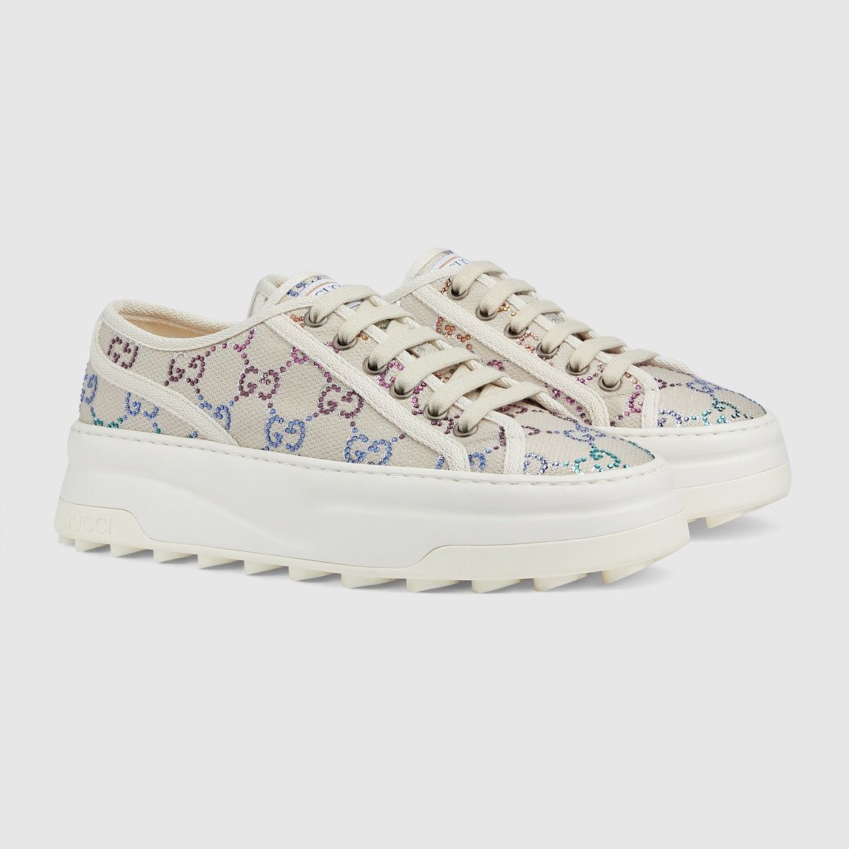 Gucci Gucci GG Crystals Lame Canvas Sneakers SIZE 36 Size ONE SIZE - 1 Thumbnail